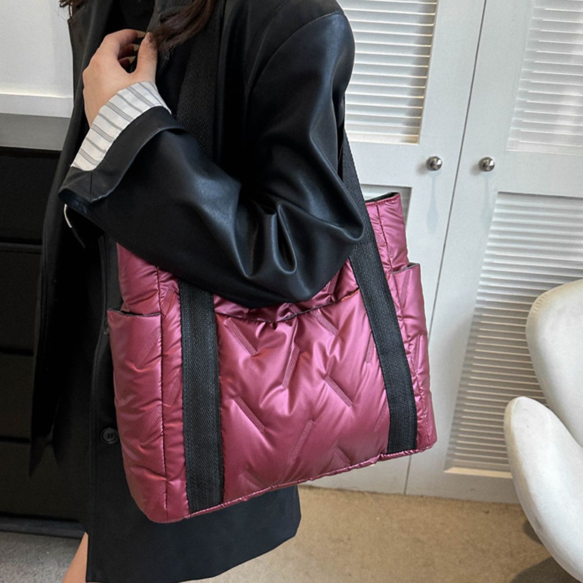 Polyester Tote Bag with Zipper - Charming Charlie