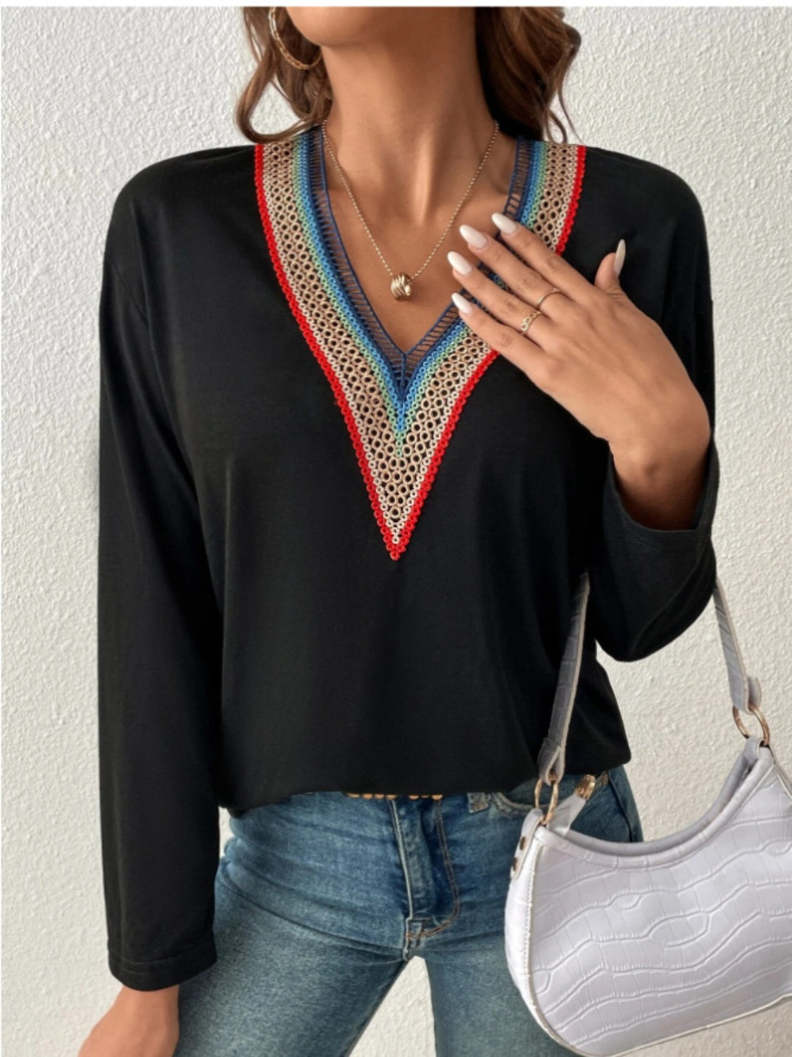 V-Neck Long Sleeve T-Shirt - Charming Charlie