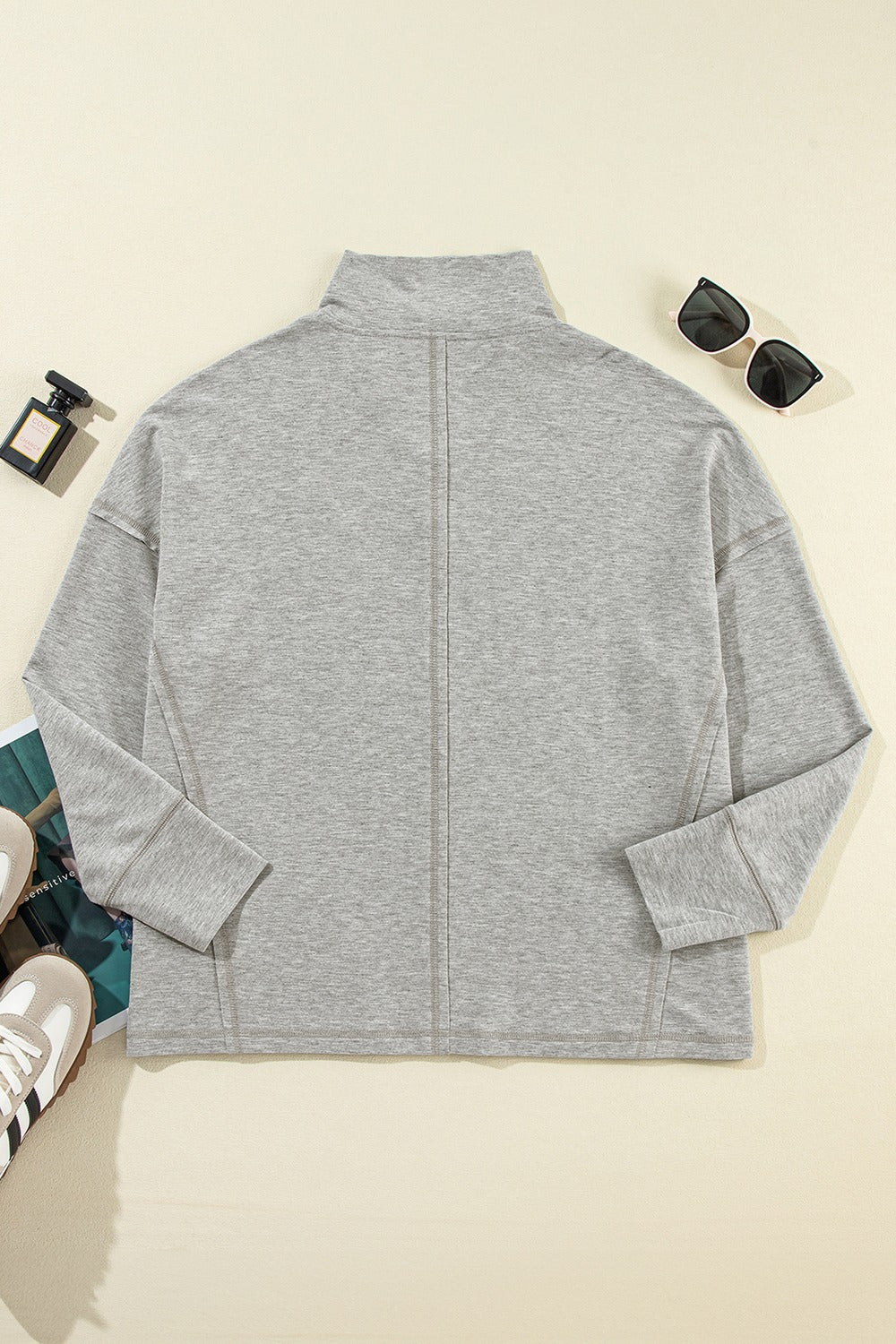 Collared Neck Long Sleeve Sweatshirt - Charming Charlie