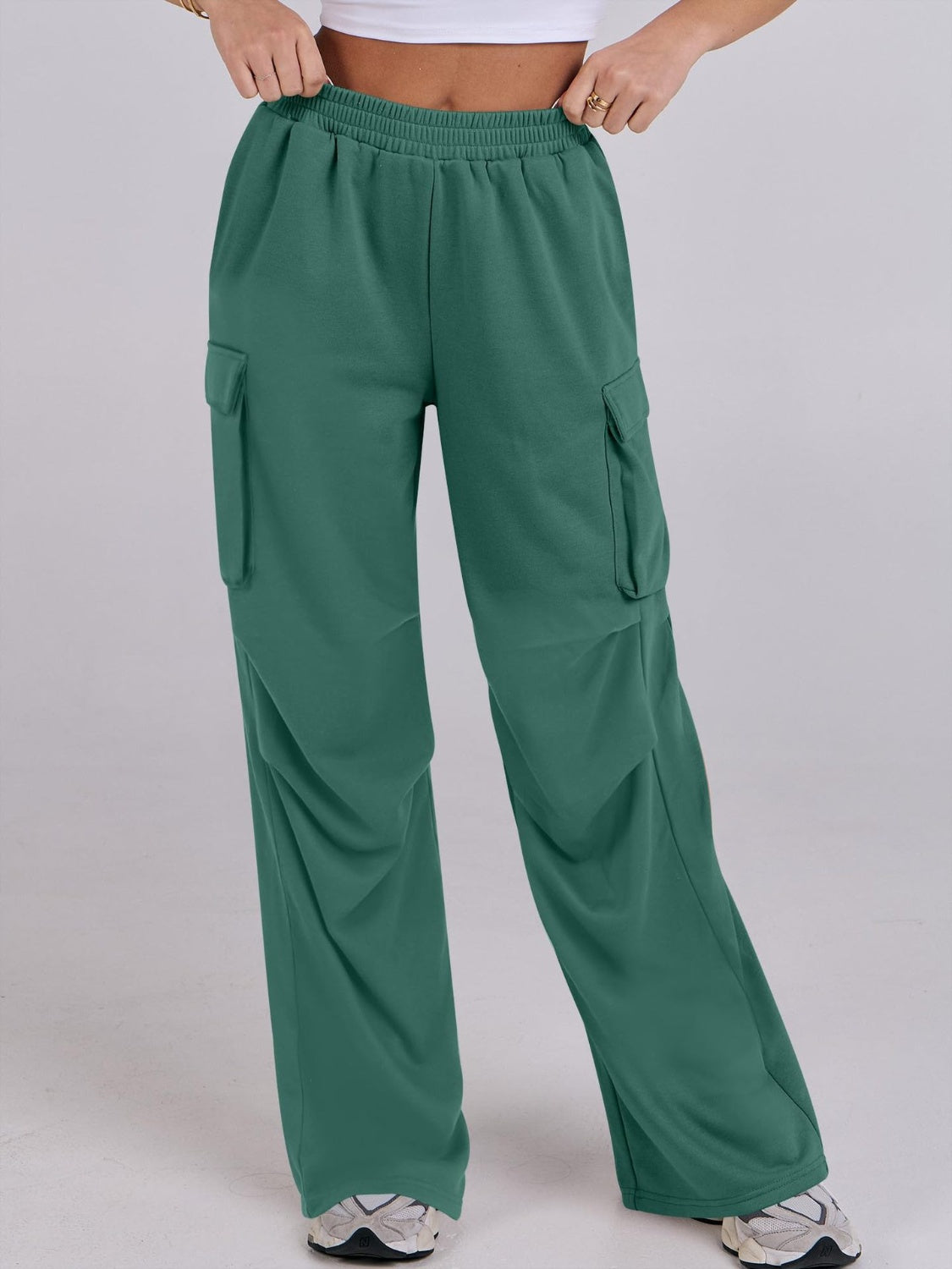 Elastic Waist Wide Leg Pants with Pockets - Charming Charlie