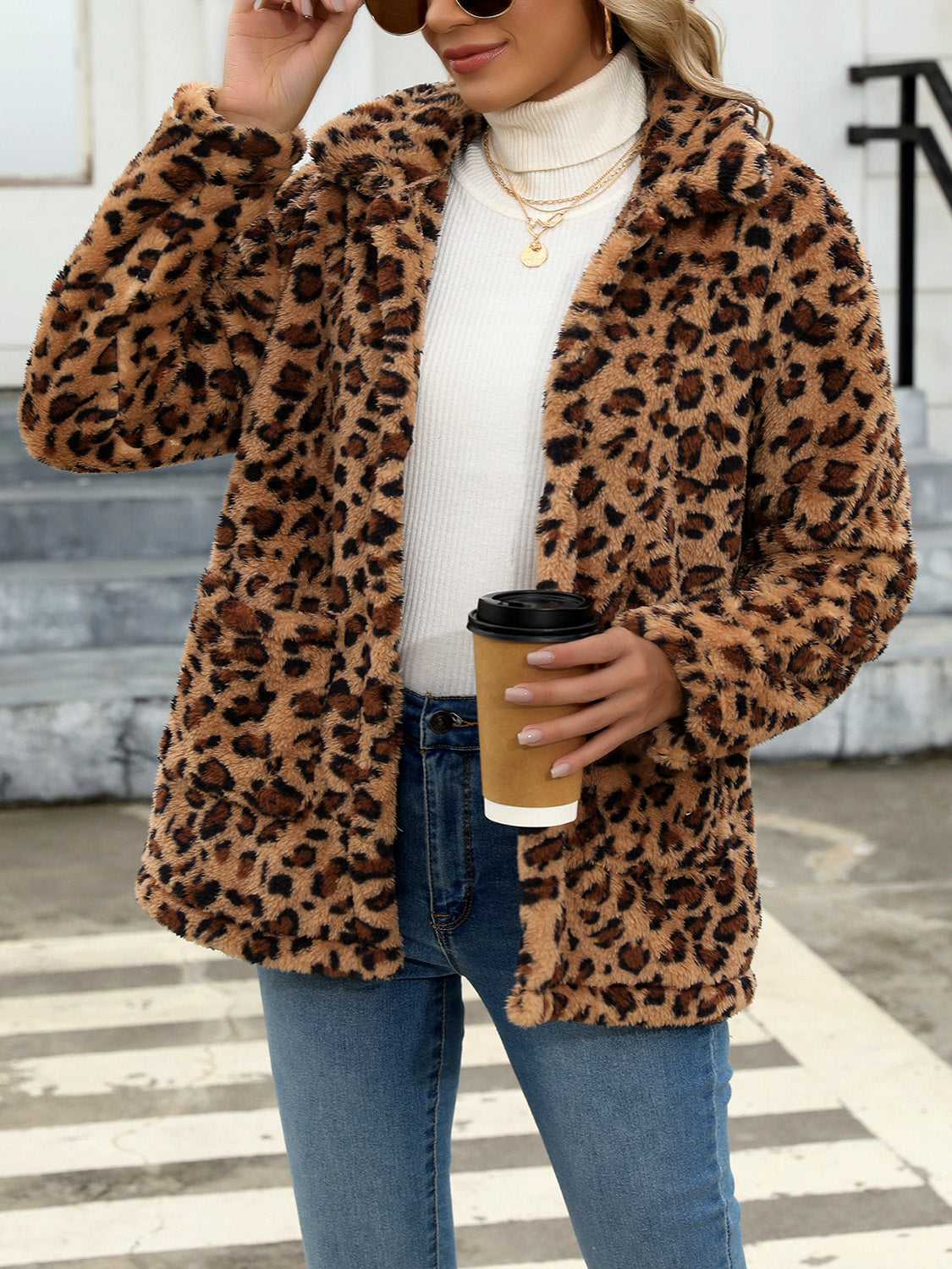 Button Up Drop Shoulder Fuzzy Jacket - Charming Charlie