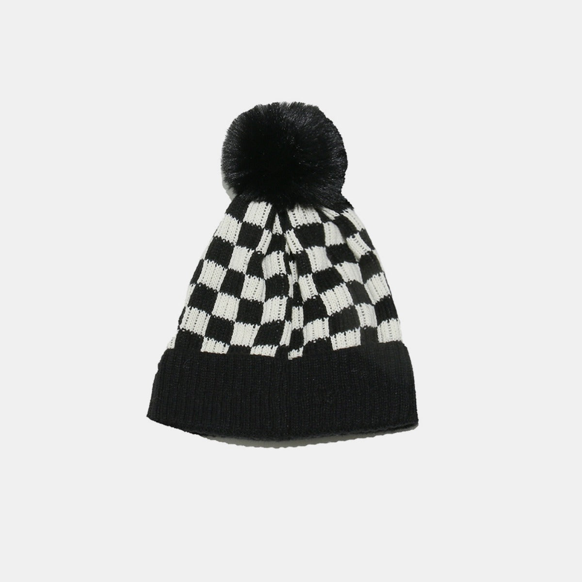 Checkered Knit Hat with Pompom - Charming Charlie