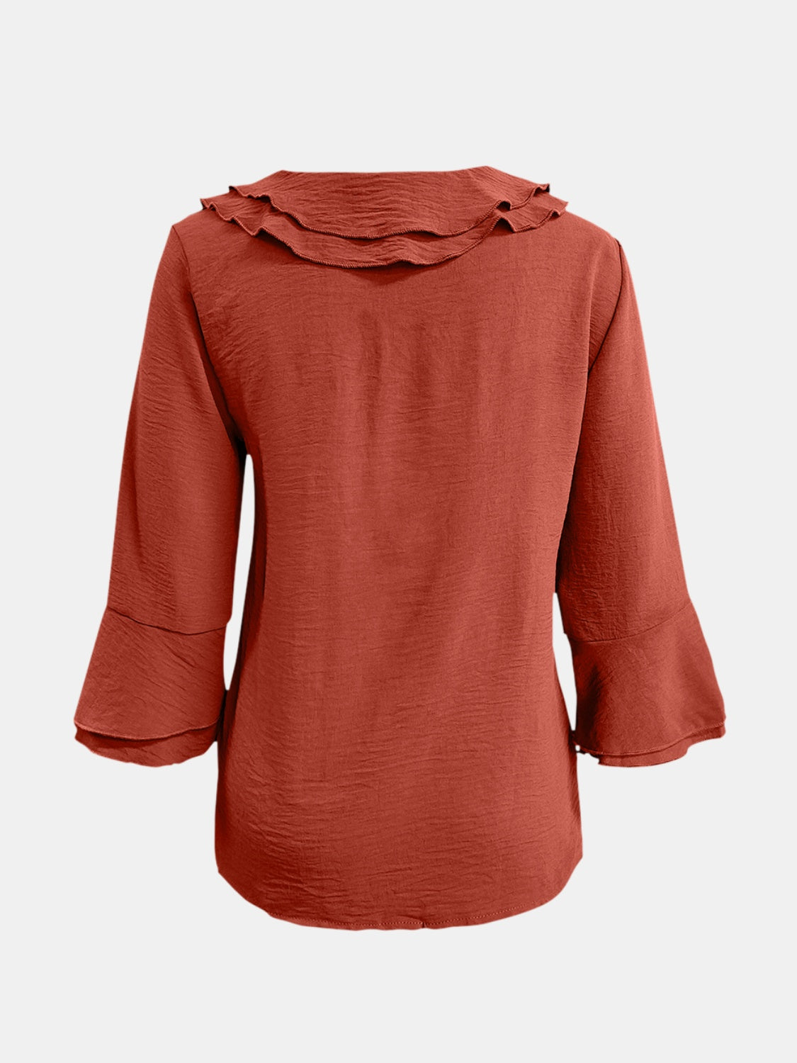 Full Size Ruffled V-Neck Flounce Sleeve Blouse - Charming Charlie
