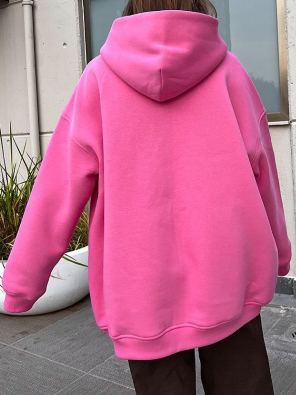 Pocketed Dropped Shoulder Long Sleeve Hoodie - Charming Charlie