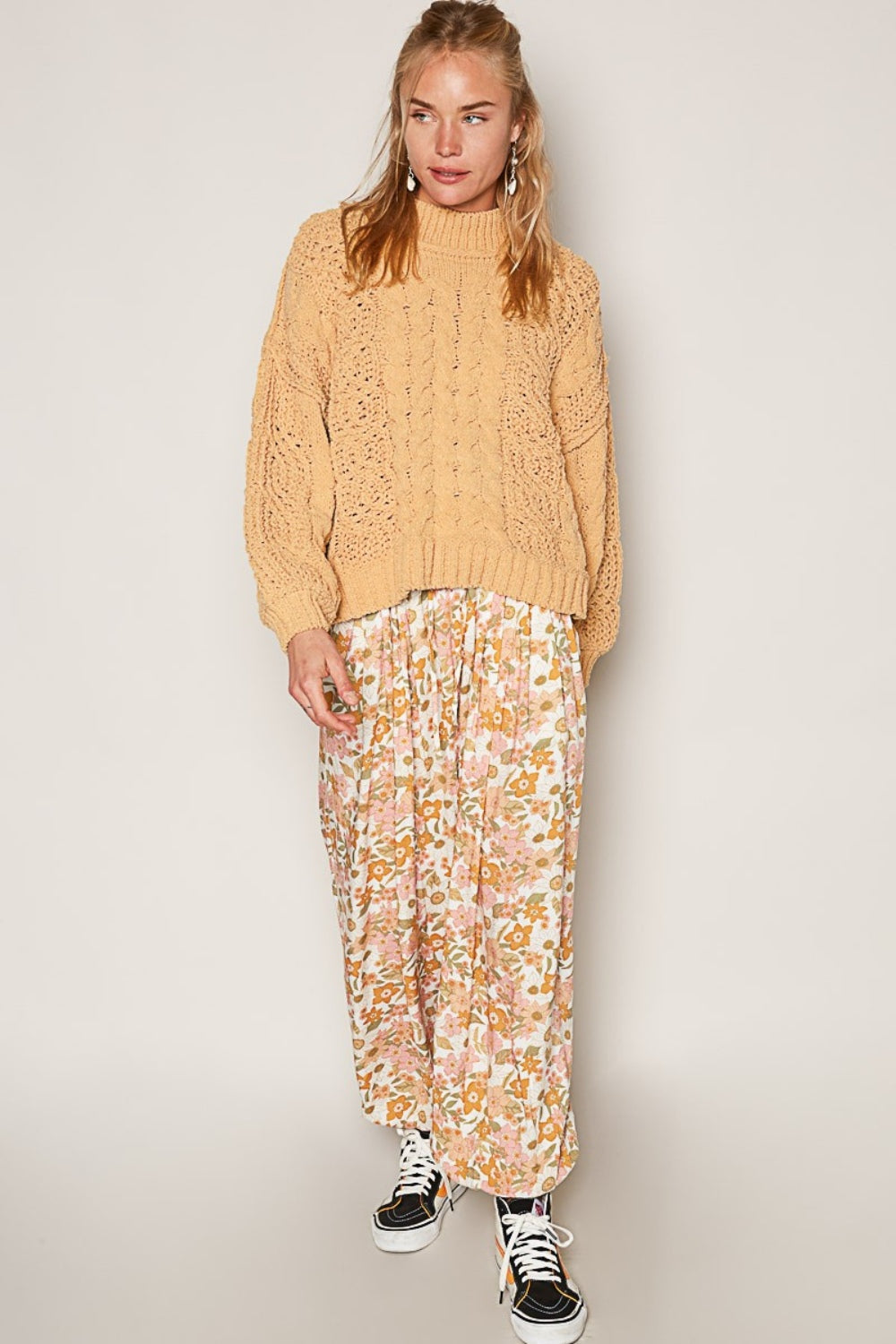 POL Mock Neck Cable Knit Sweater - Charming Charlie