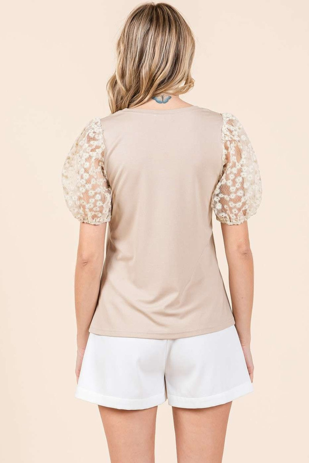 Mittoshop Round Neck Puff Short Sleeve Top - Charming Charlie