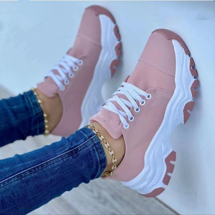 Lace-Up Round Neck Platform Sneakers - Charming Charlie