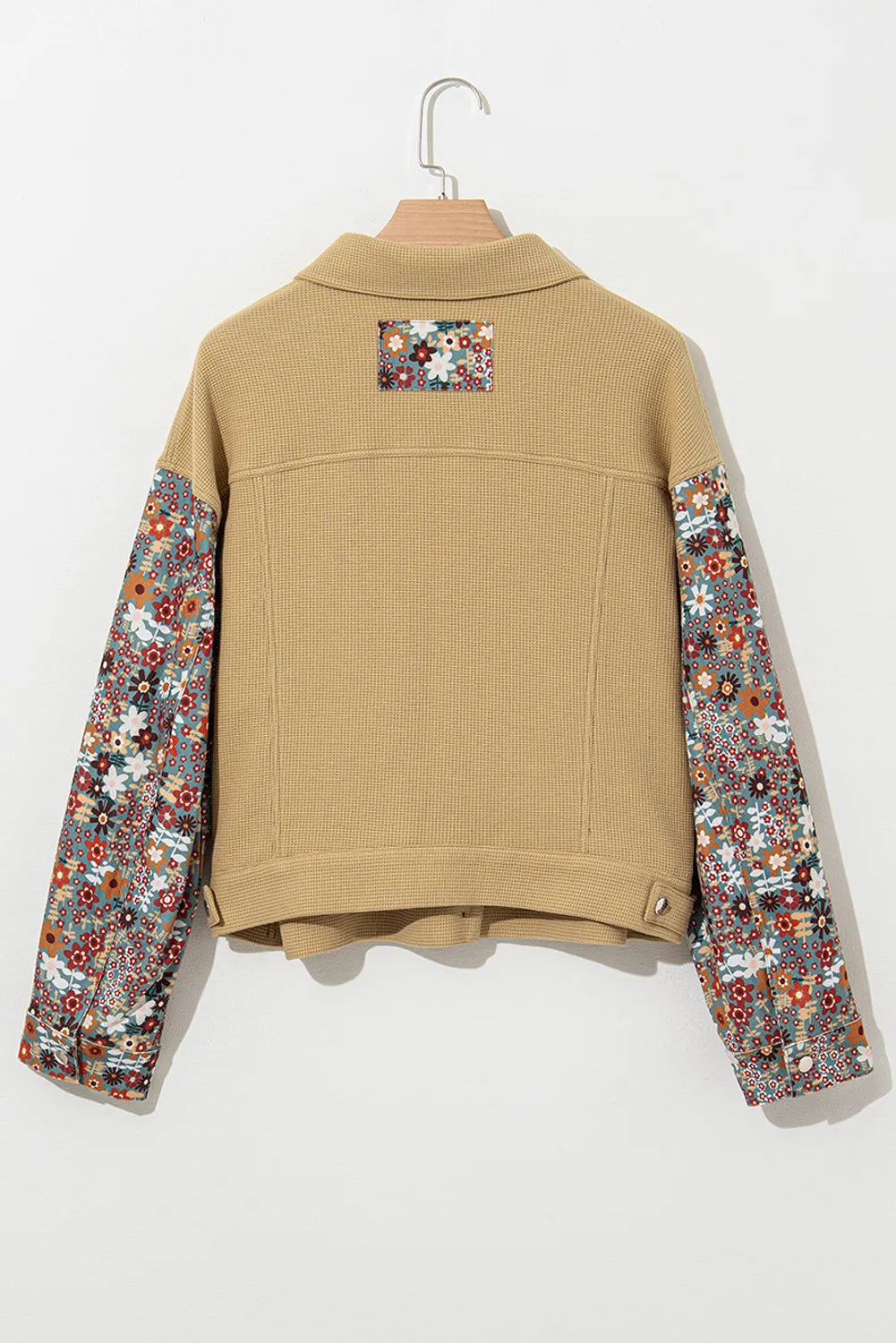 Printed Collared Neck Long Sleeve Jacket - Charming Charlie