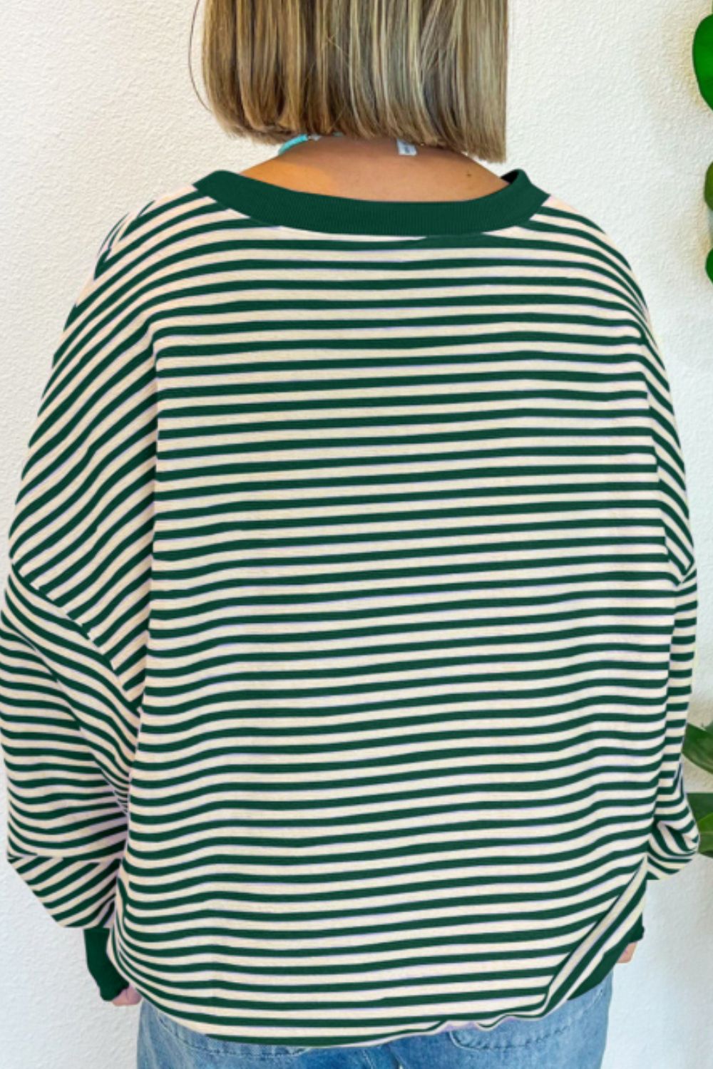 LUCKY Striped Round Neck Long Sleeve Sweatshirt - Charming Charlie