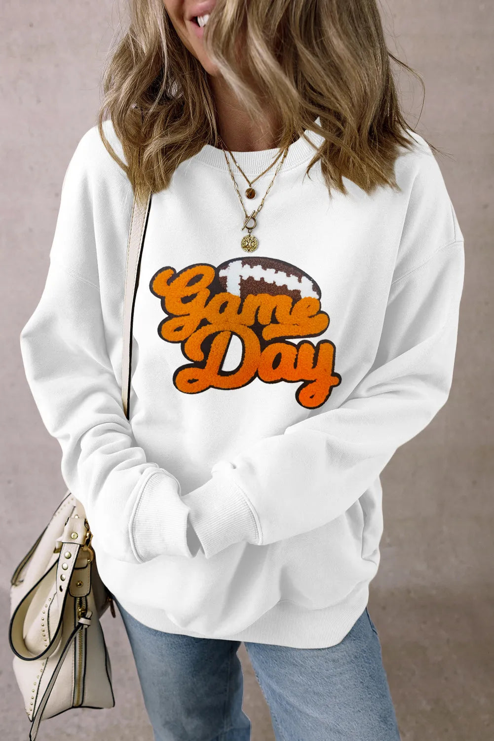 GAME DAY Football Round Neck Long Sleeve Sweatshirt - Charming Charlie