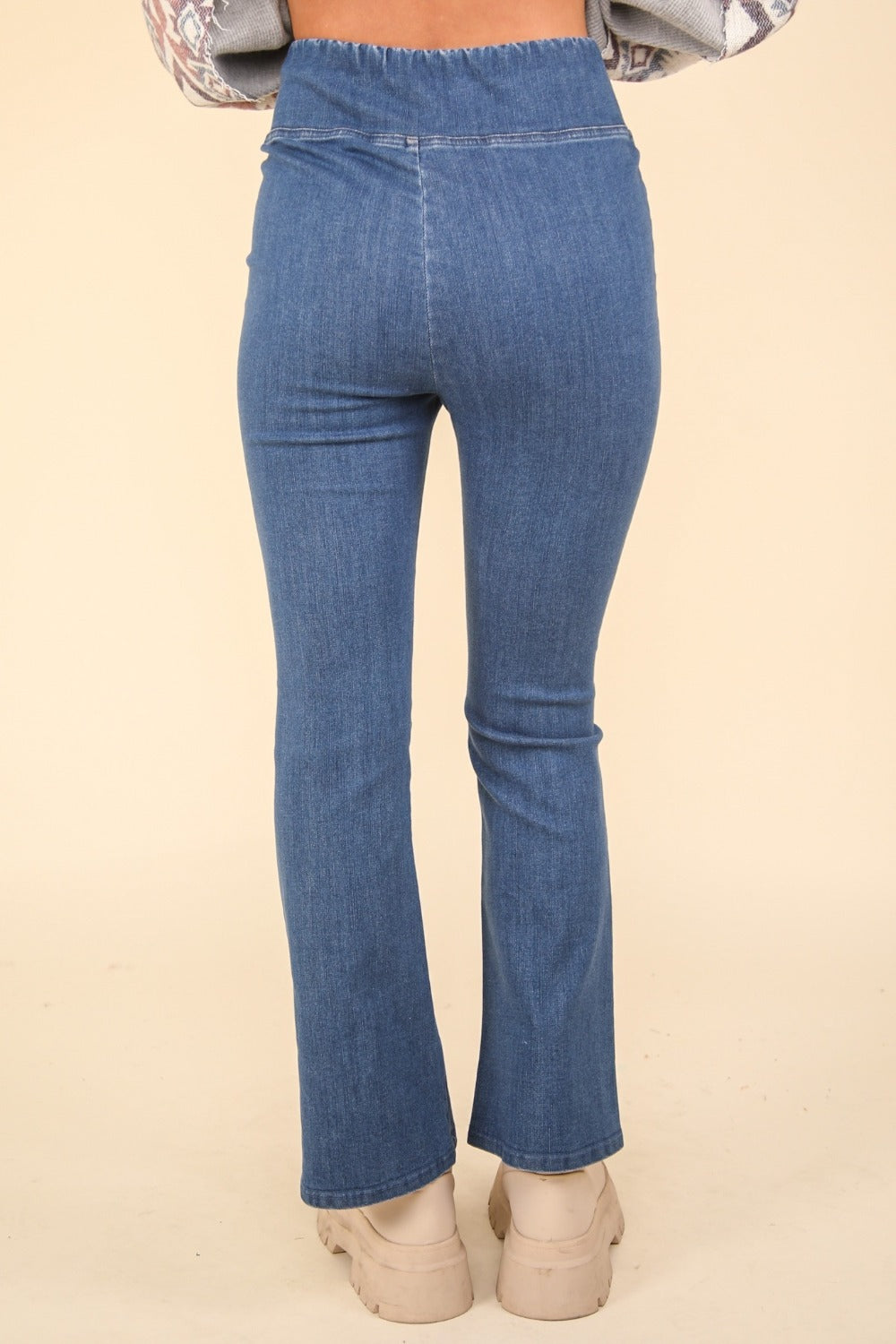 VERY J Washed Denim Stretchy Crossover Waist Leggings - Charming Charlie