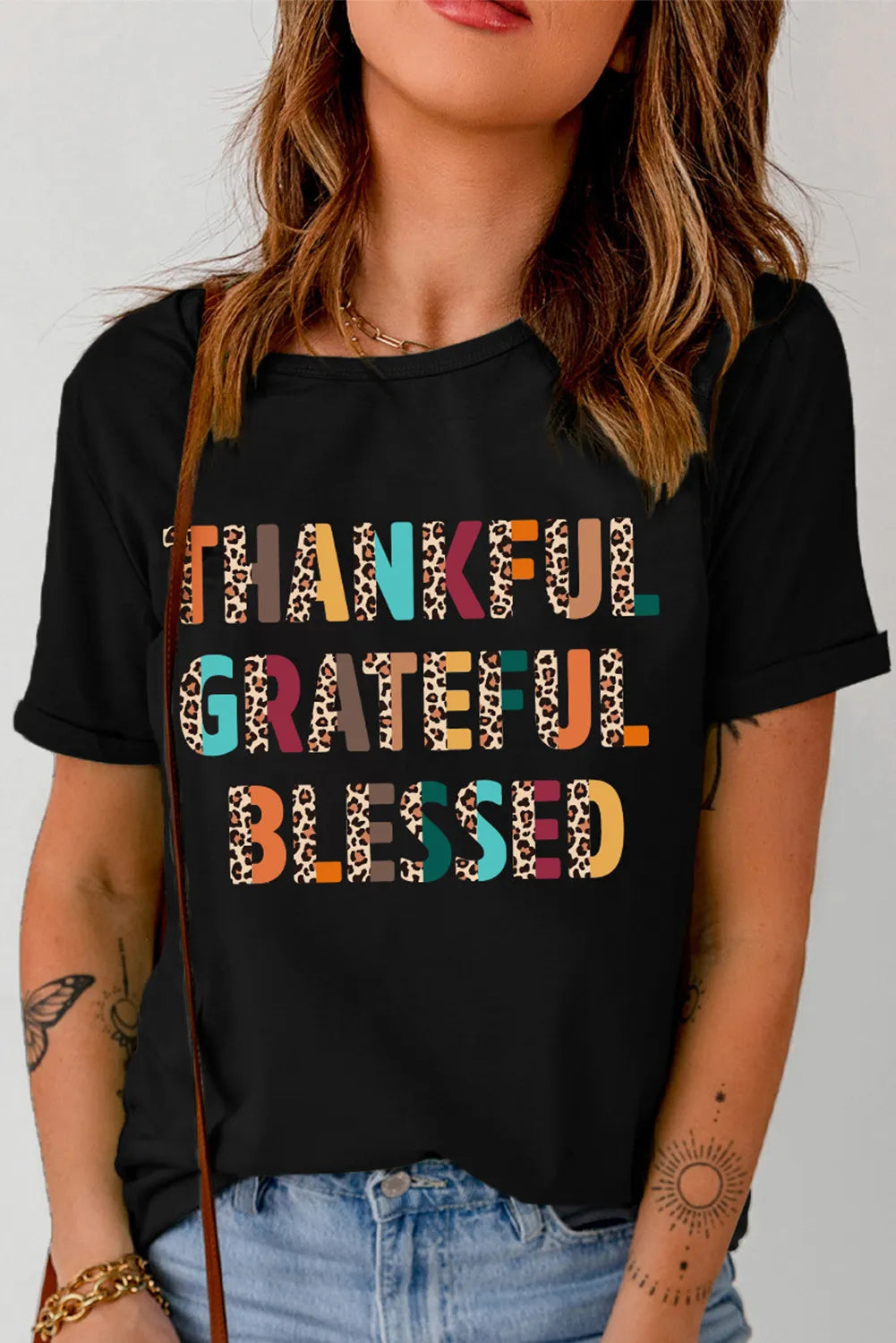 Letter Graphic Round Neck Short Sleeve T-Shirt - Charming Charlie