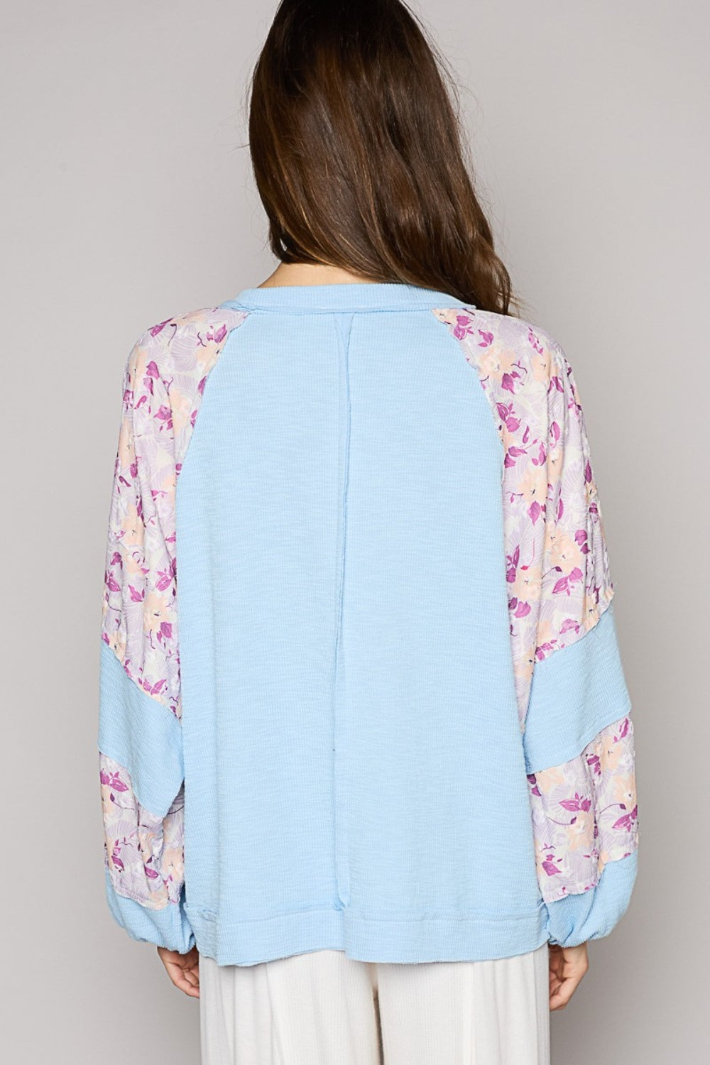 POL Round Neck Balloon Floral Long Sleeve Top - Charming Charlie