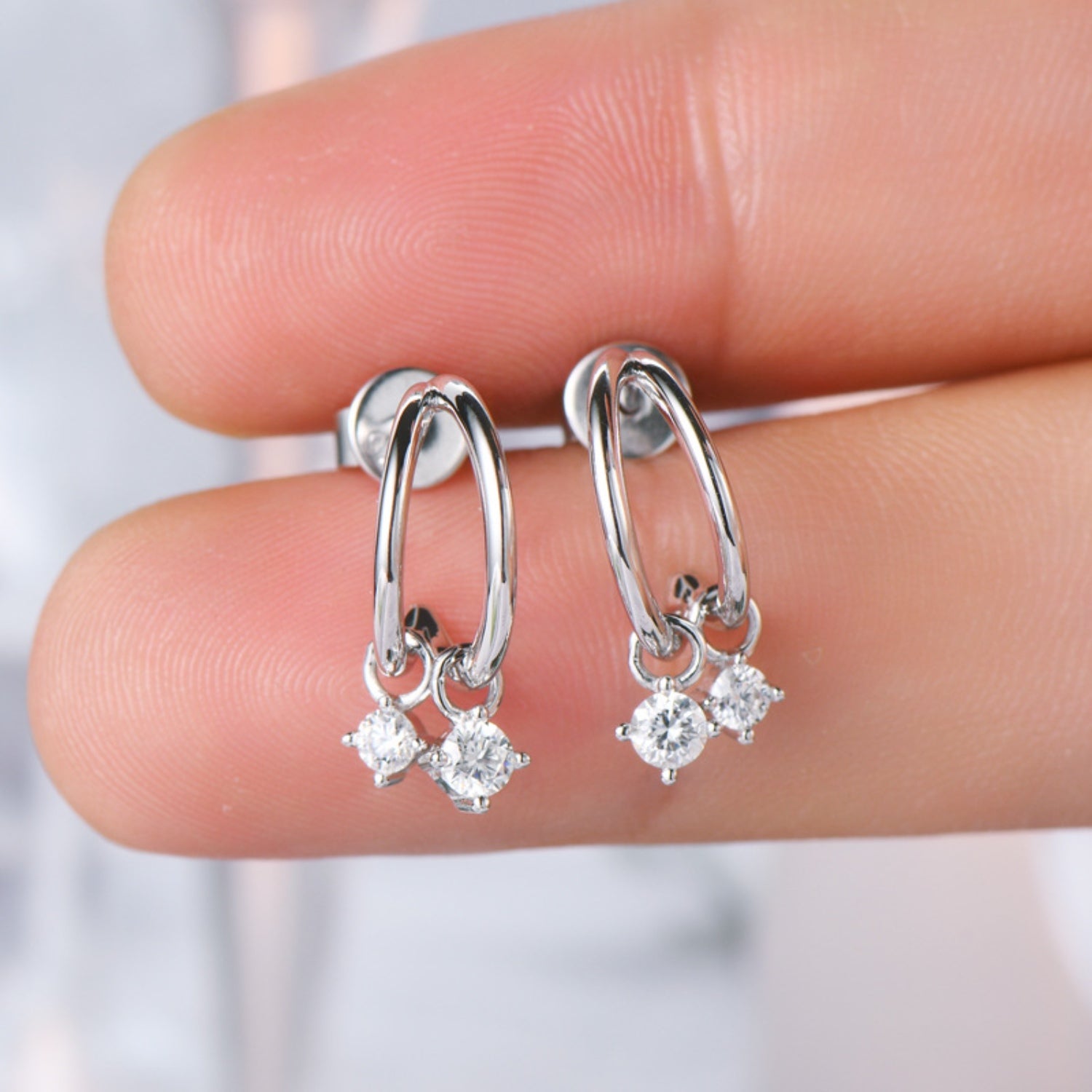 925 Sterling Silver Moissanite C-Hoop Earrings - Charming Charlie