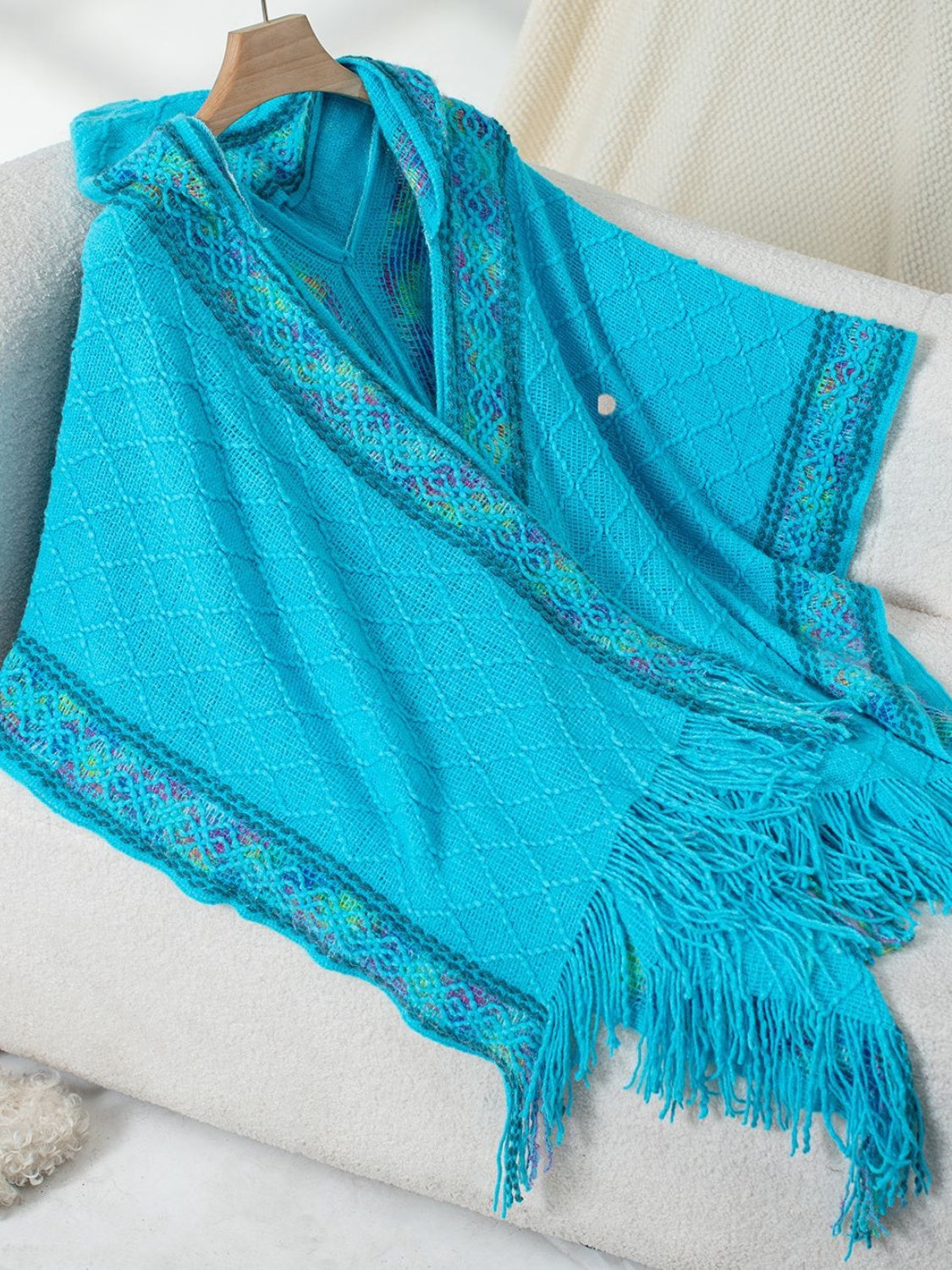 Fringe Half Sleeve Hooded Poncho - Charming Charlie