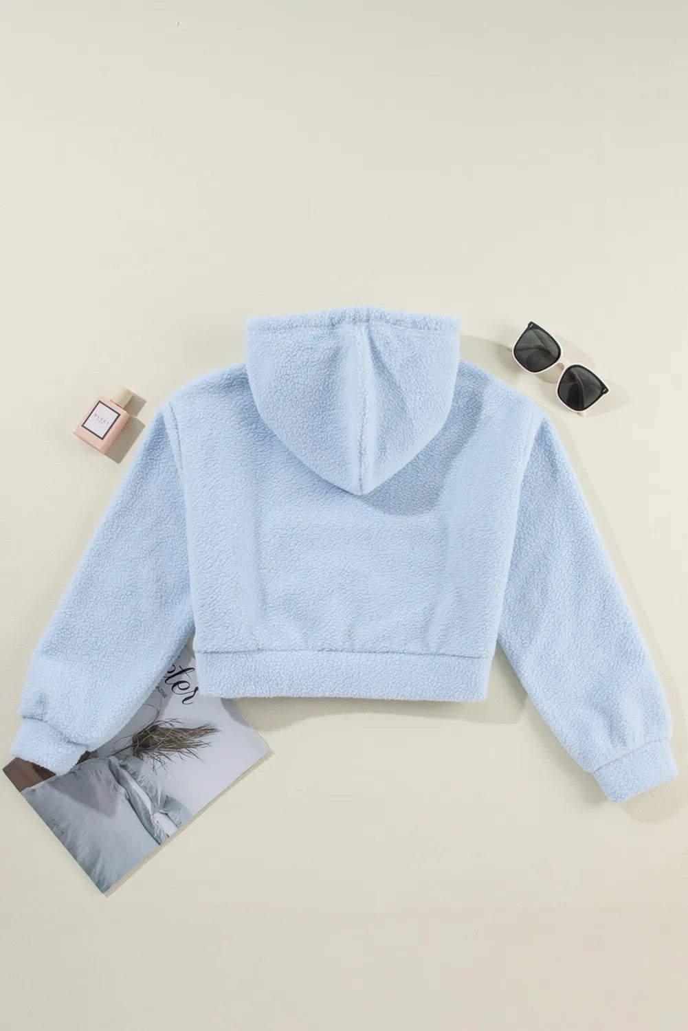 Drawstring Zip Up Long Sleeve Hoodie - Charming Charlie