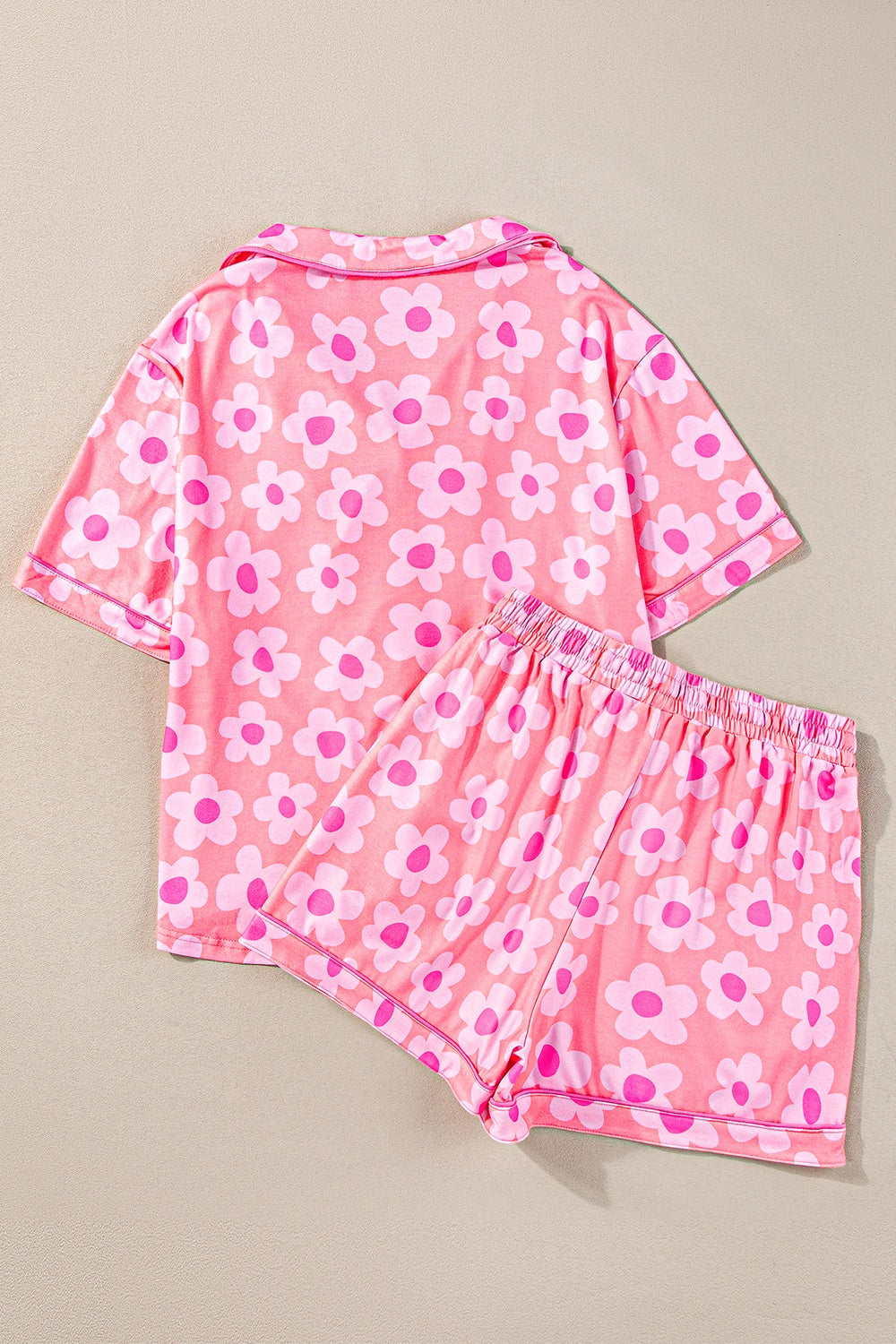 Pocketed Flower Half Sleeve Top and Shorts Lounge Set - Charming Charlie