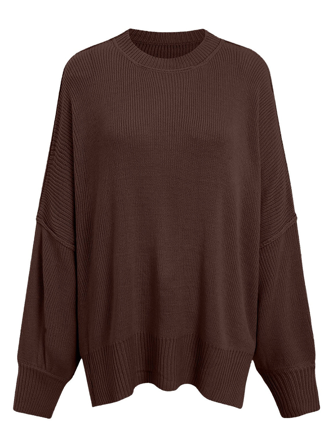 Round Neck Long Sleeve Sweater - Charming Charlie