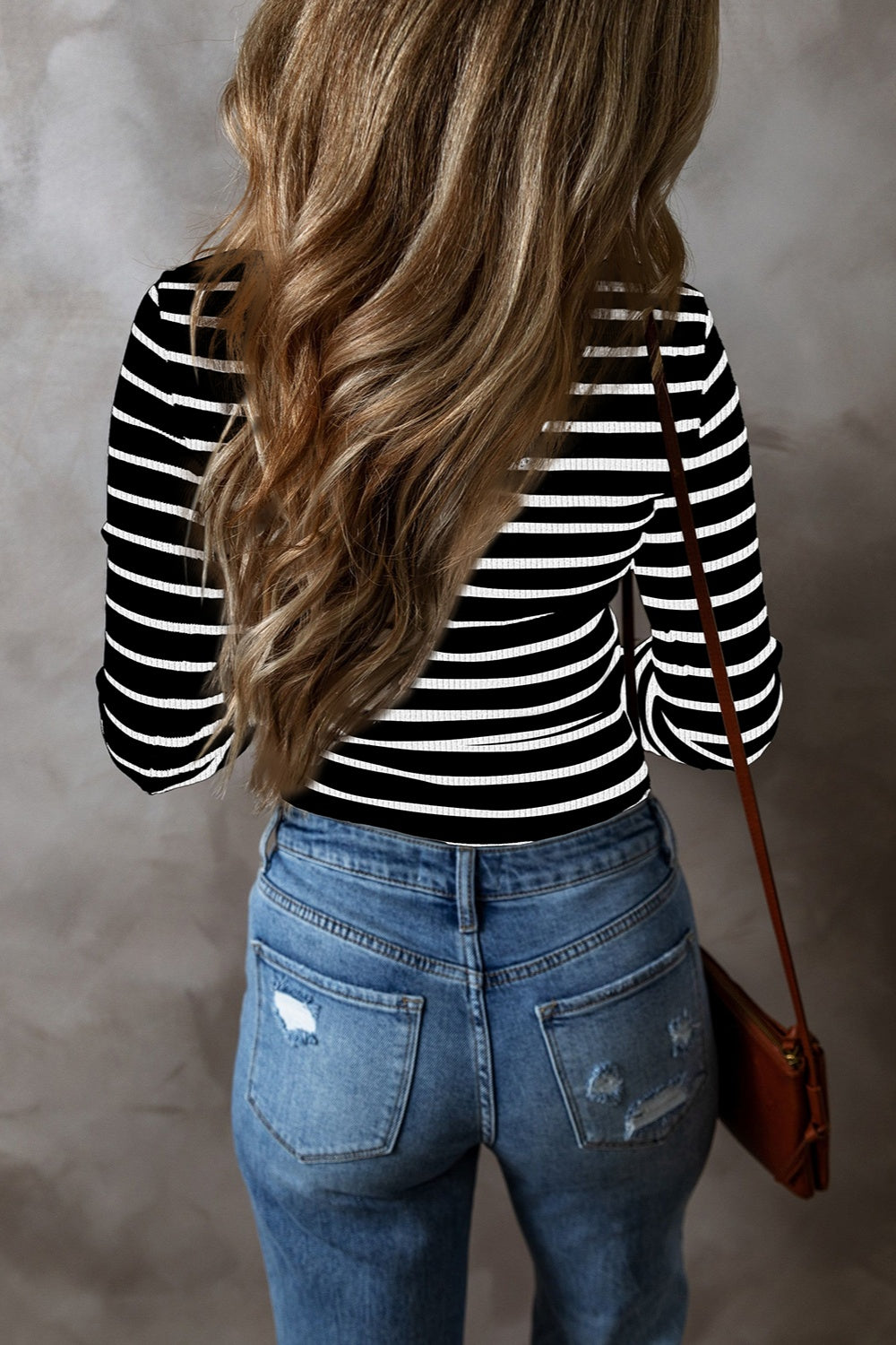 Striped V-Neck Long Sleeve Top - Charming Charlie