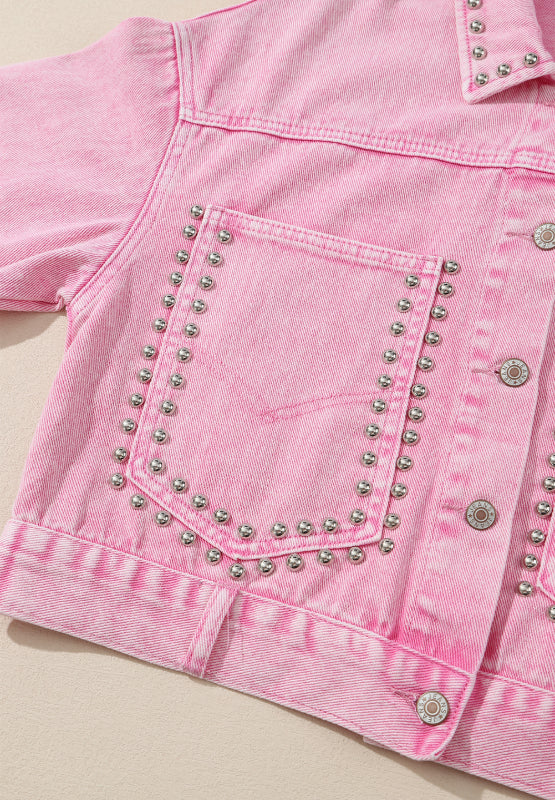 Studded Button Up Denim Jacket - Charming Charlie