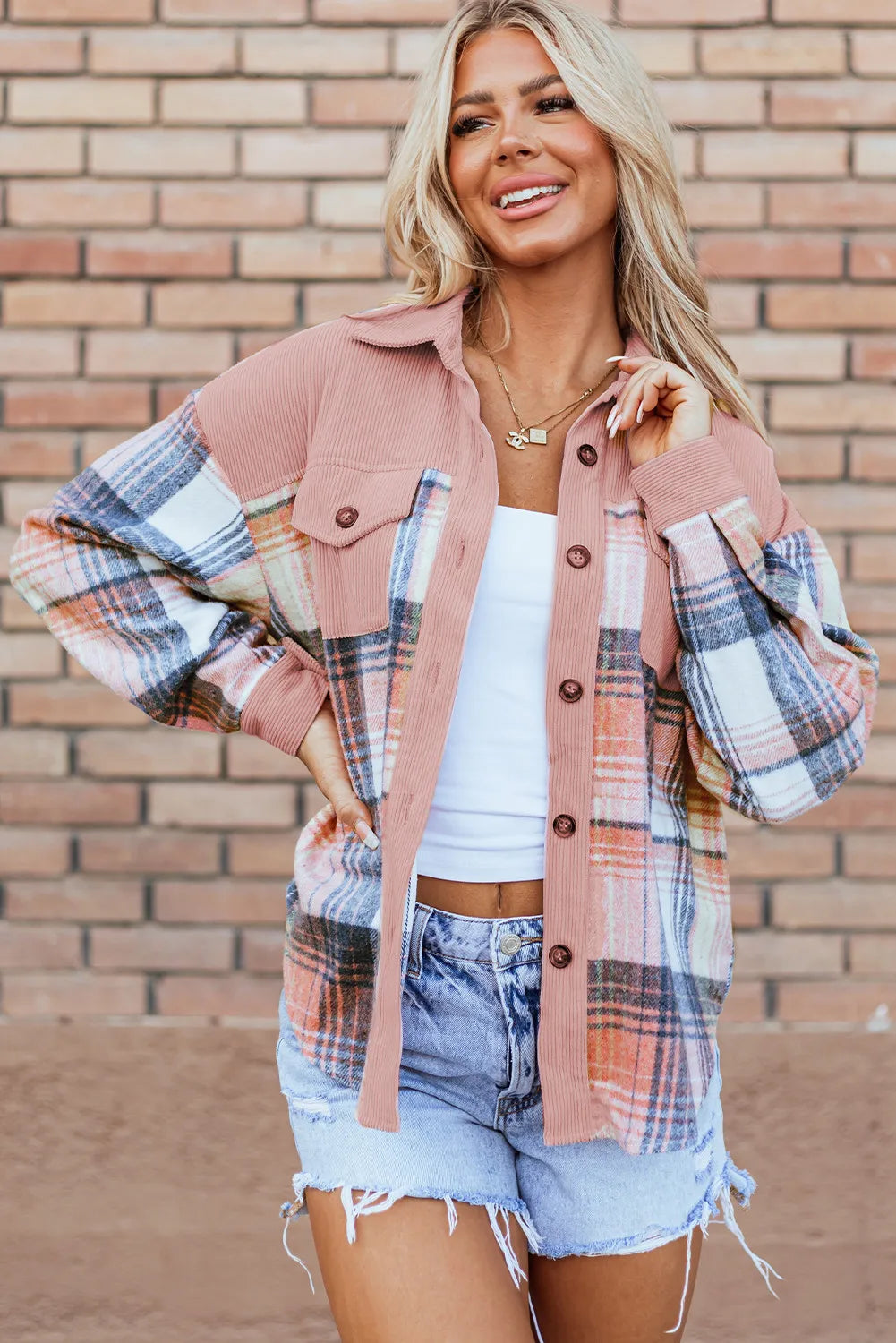 Plaid Button Up Long Sleeve Shacket - Charming Charlie