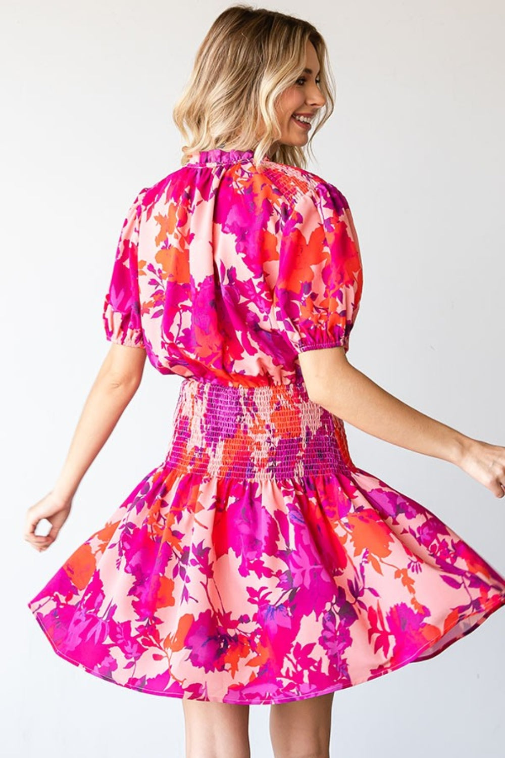 First Love Floral Short Sleeve Smocked Mini Dress - Charming Charlie
