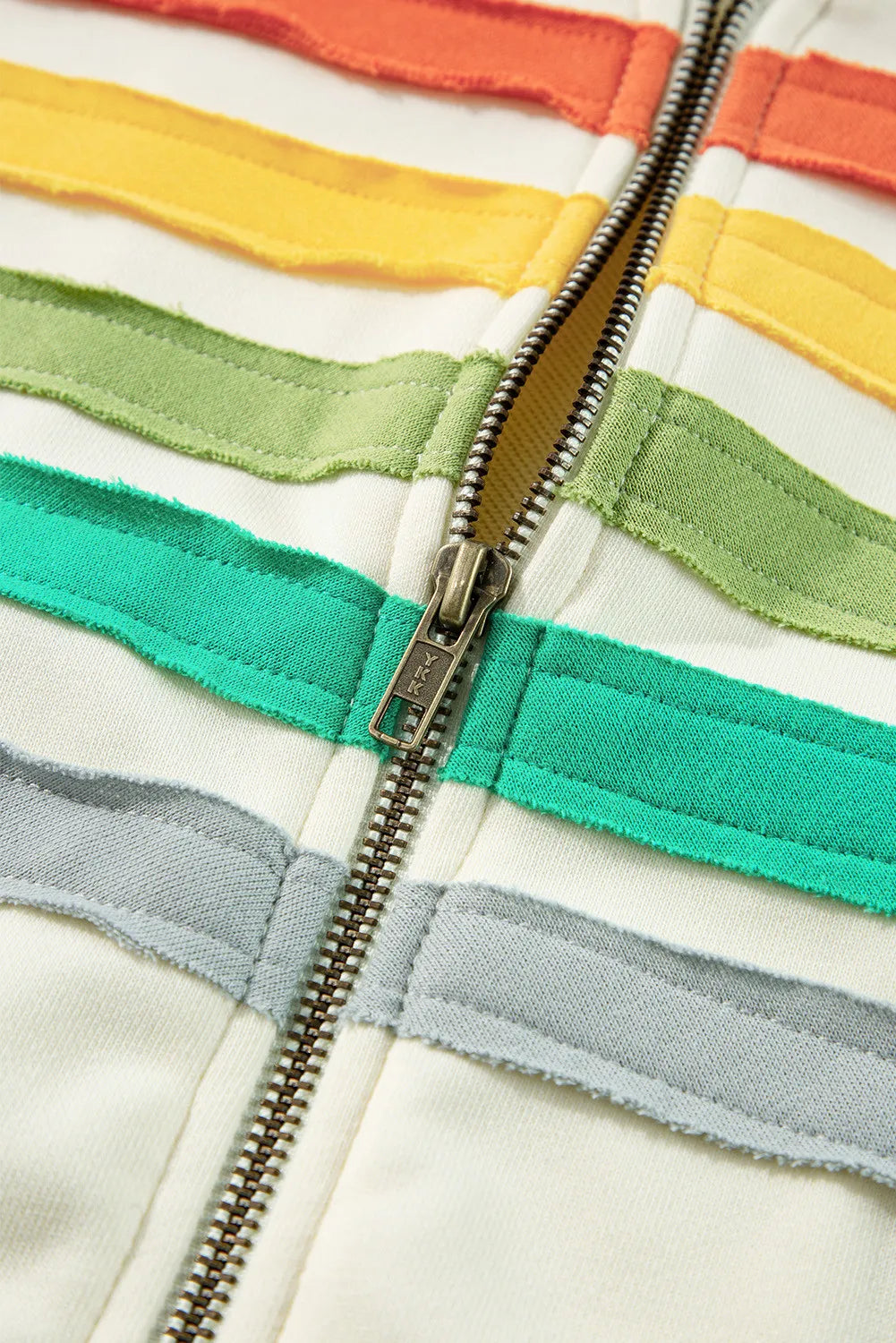 Drawstring Contrast Zip Up Long Sleeve Hoodie - Charming Charlie