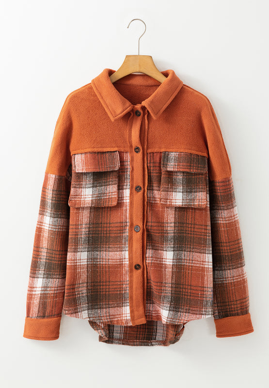Plaid Button Up Long Sleeve Jacket - Charming Charlie