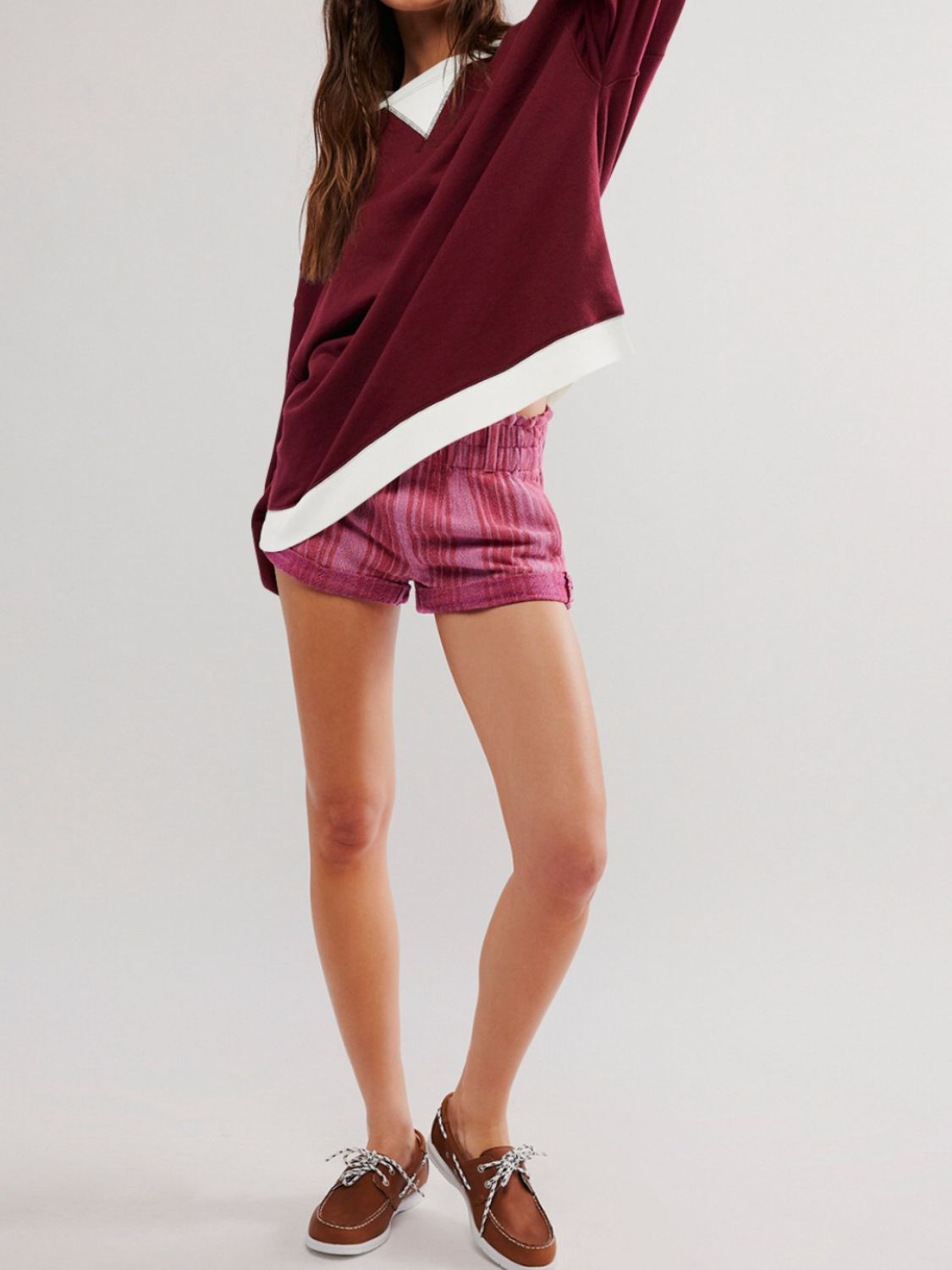 Contrast Dropped Shoulder Long Sleeve Sweatshirt - Charming Charlie