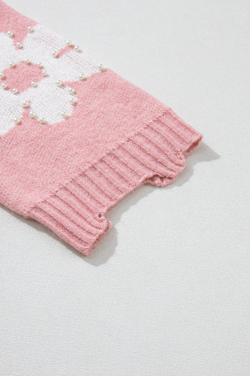 Pearl Trim Flower Round Neck Sweater - Charming Charlie