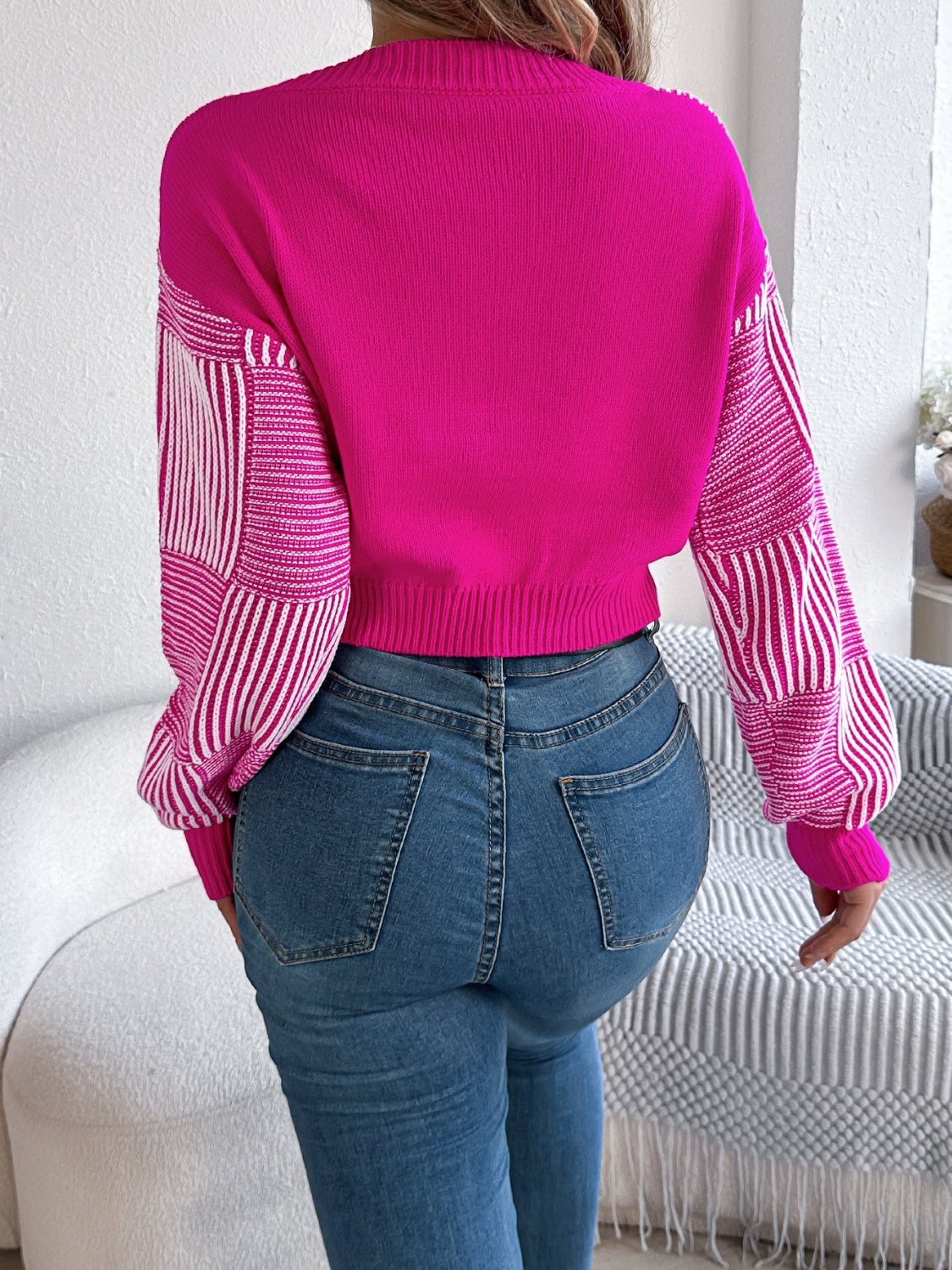 Striped V-Neck Long Sleeve Sweater - Charming Charlie