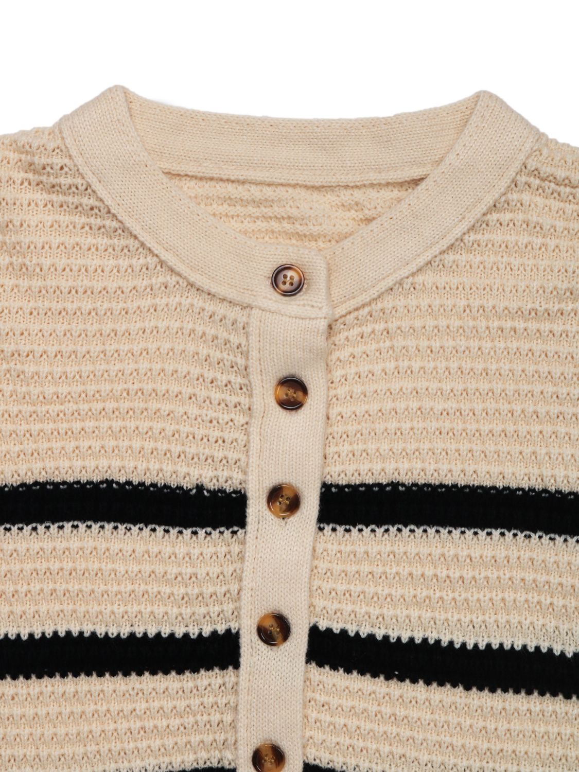 Perfee Striped Half Button Long Sleeve Sweater - Charming Charlie