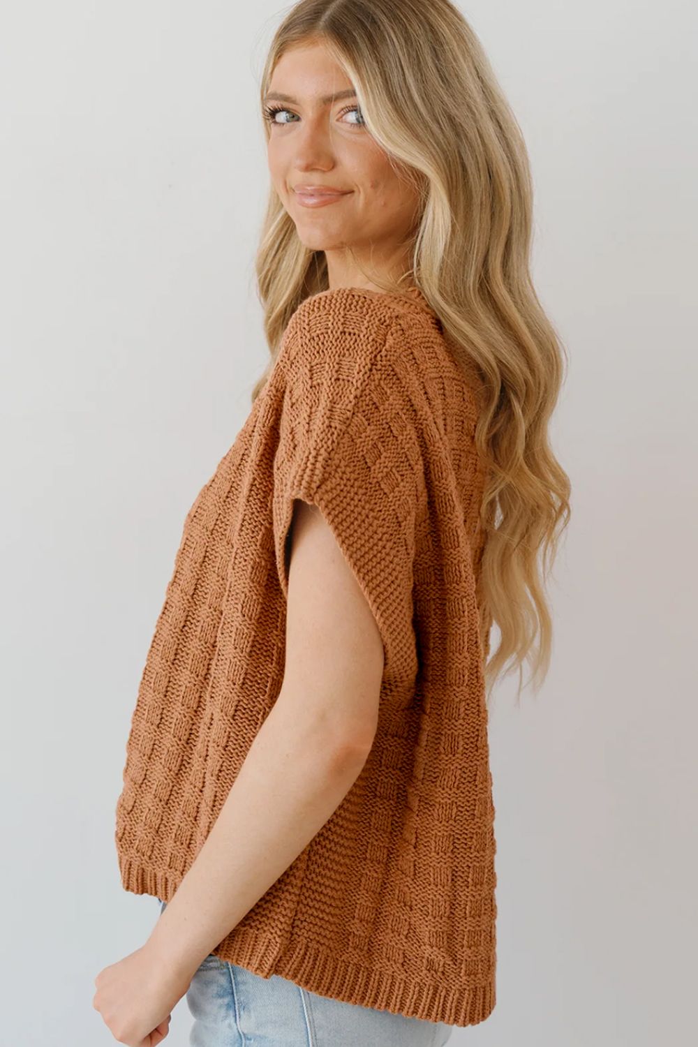 Round Neck Cap Sleeve Sweater Vest - Charming Charlie