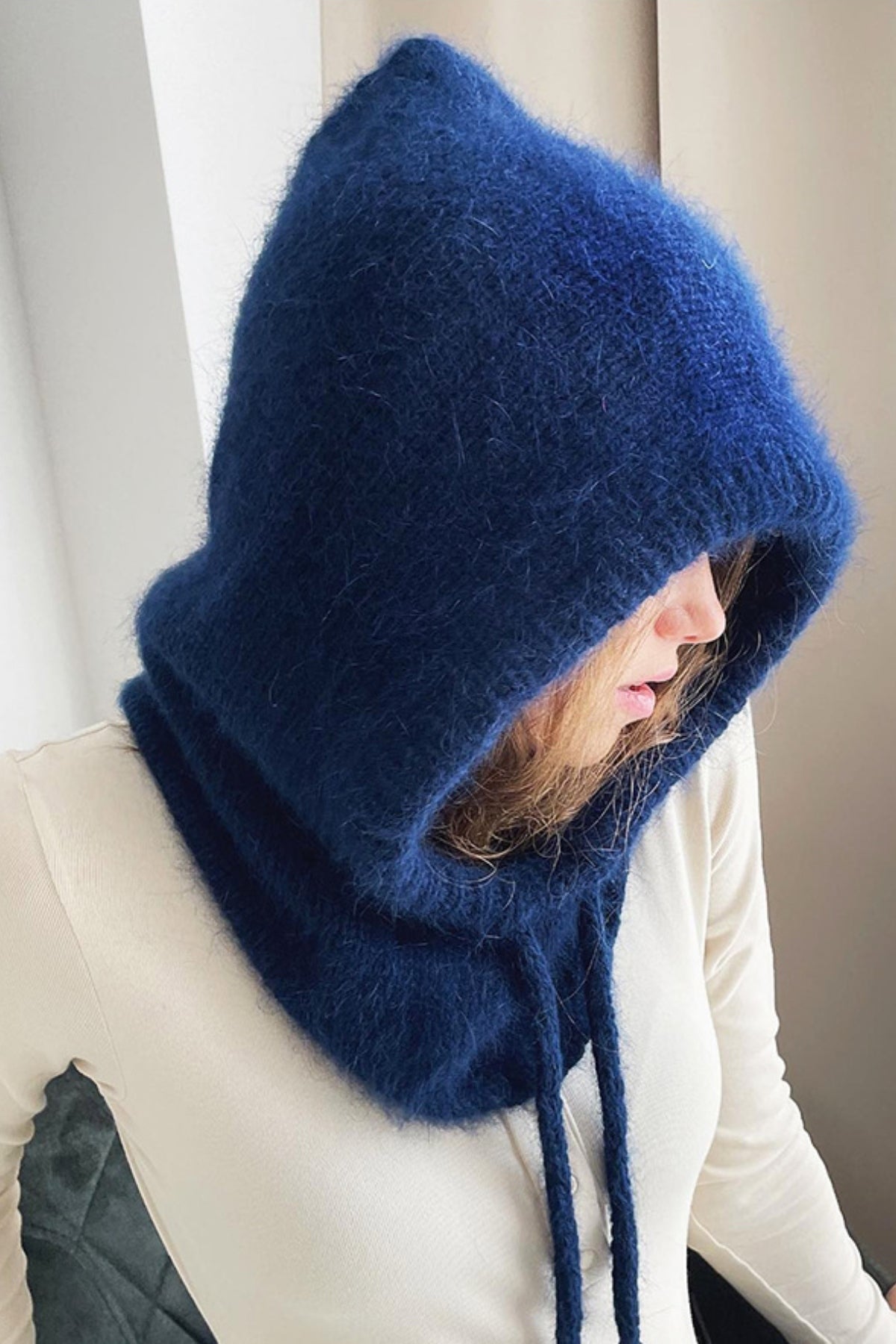 Drawstring Solid Color Thermal Knit Hat - Charming Charlie