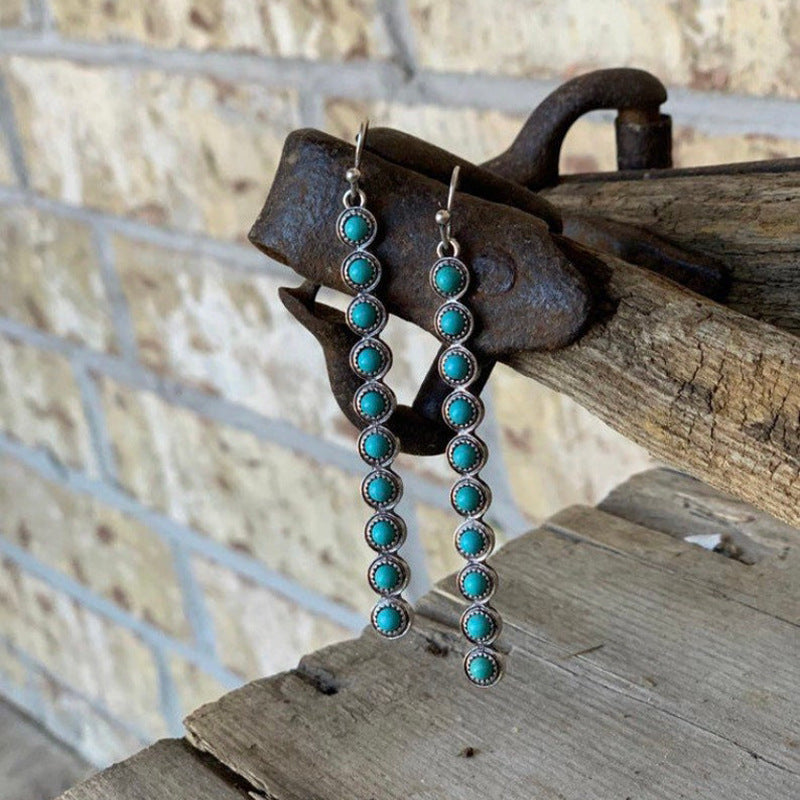 Artificial Turquoise Alloy Bar Earrings - Charming Charlie
