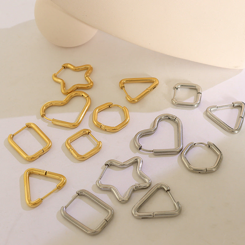 Titanium Steel Geometric Huggie Earrings - Charming Charlie