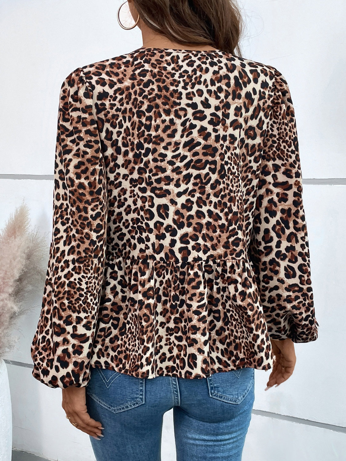 Peplum Tied Long Sleeve Blouse - Charming Charlie