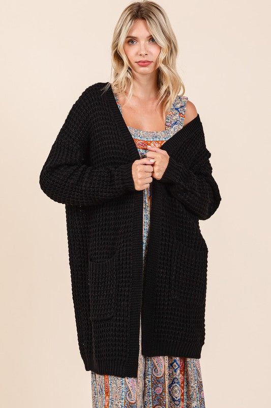 Mittoshop Open Front Long Sleeve Longline Cardigan - Charming Charlie