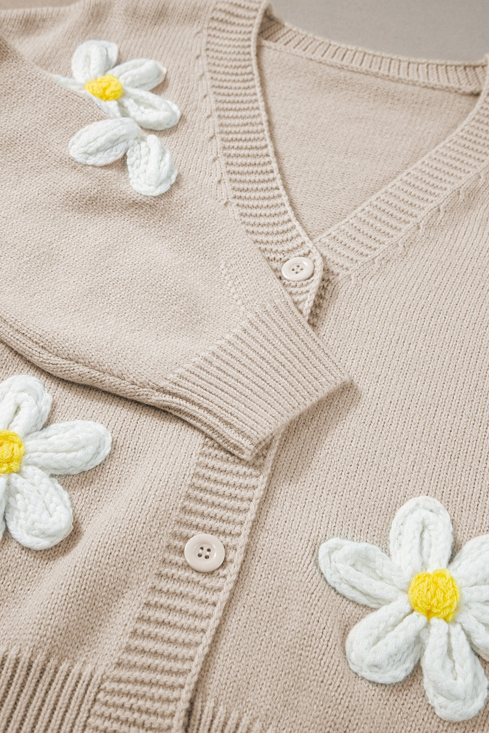 Flower Dropped Shoulder Long Sleeve Cardigan - Charming Charlie