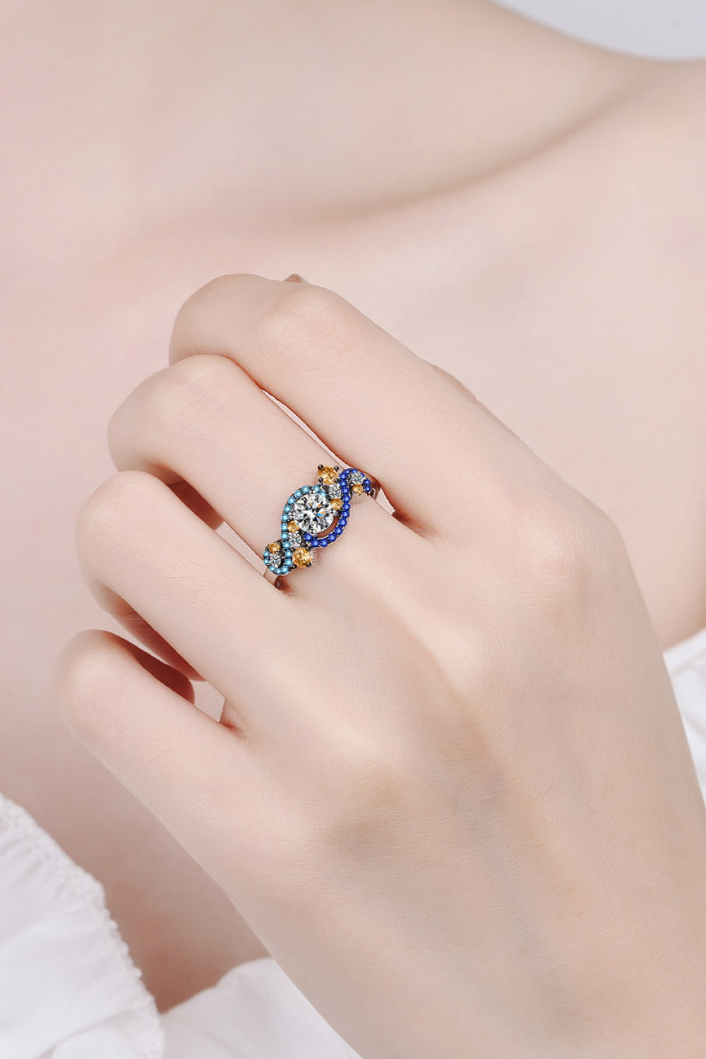 Moissanite Contrast 925 Sterling Silver Ring - Charming Charlie