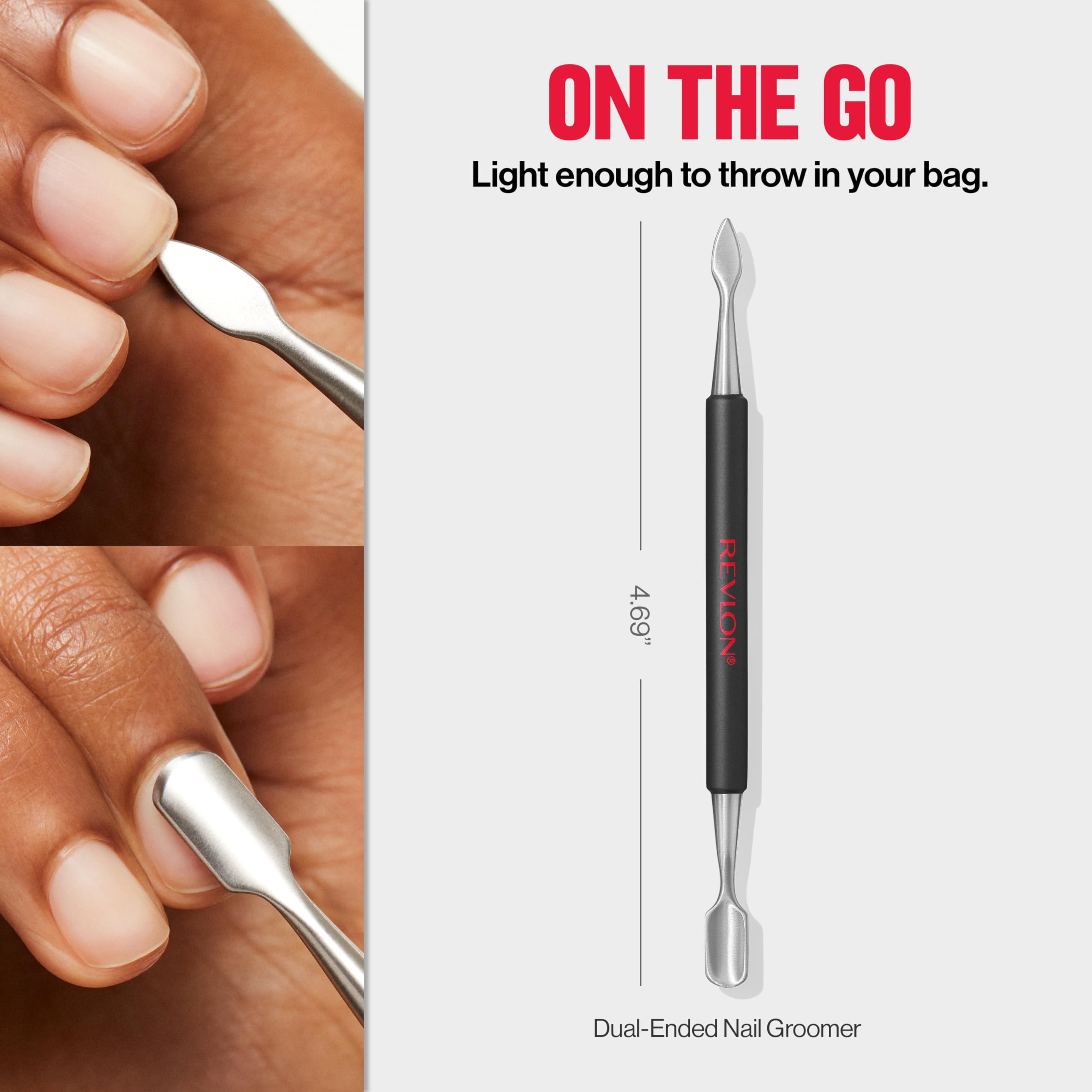 Revlon Cuticle Pusher and Nail Cleaner, Dual Ended Nail Care Tool, Easy to Use, Stainless Steel (Pack of 1) - Charming Charlie