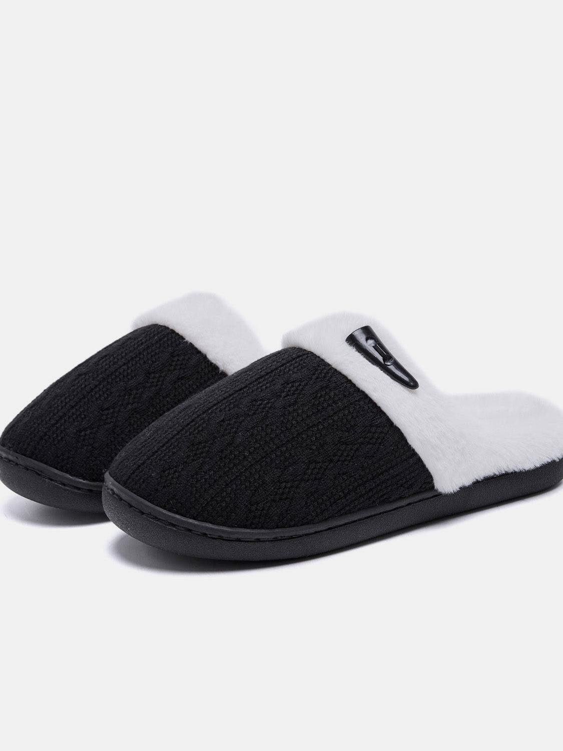 Horn Buckle Furry Texture Flat Slippers - Charming Charlie
