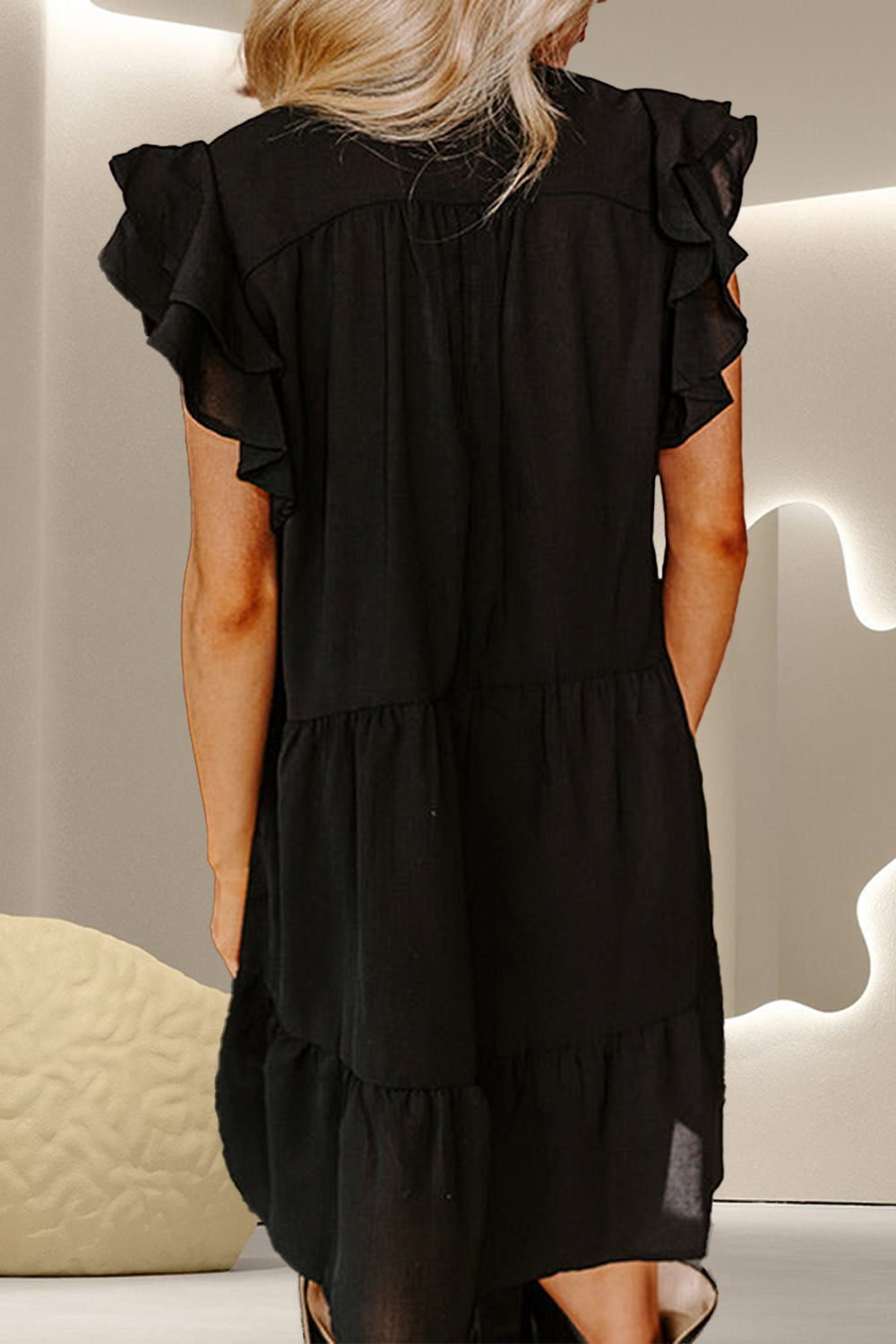 Embroidered Ruffled Cap Sleeve Mini Dress - Charming Charlie