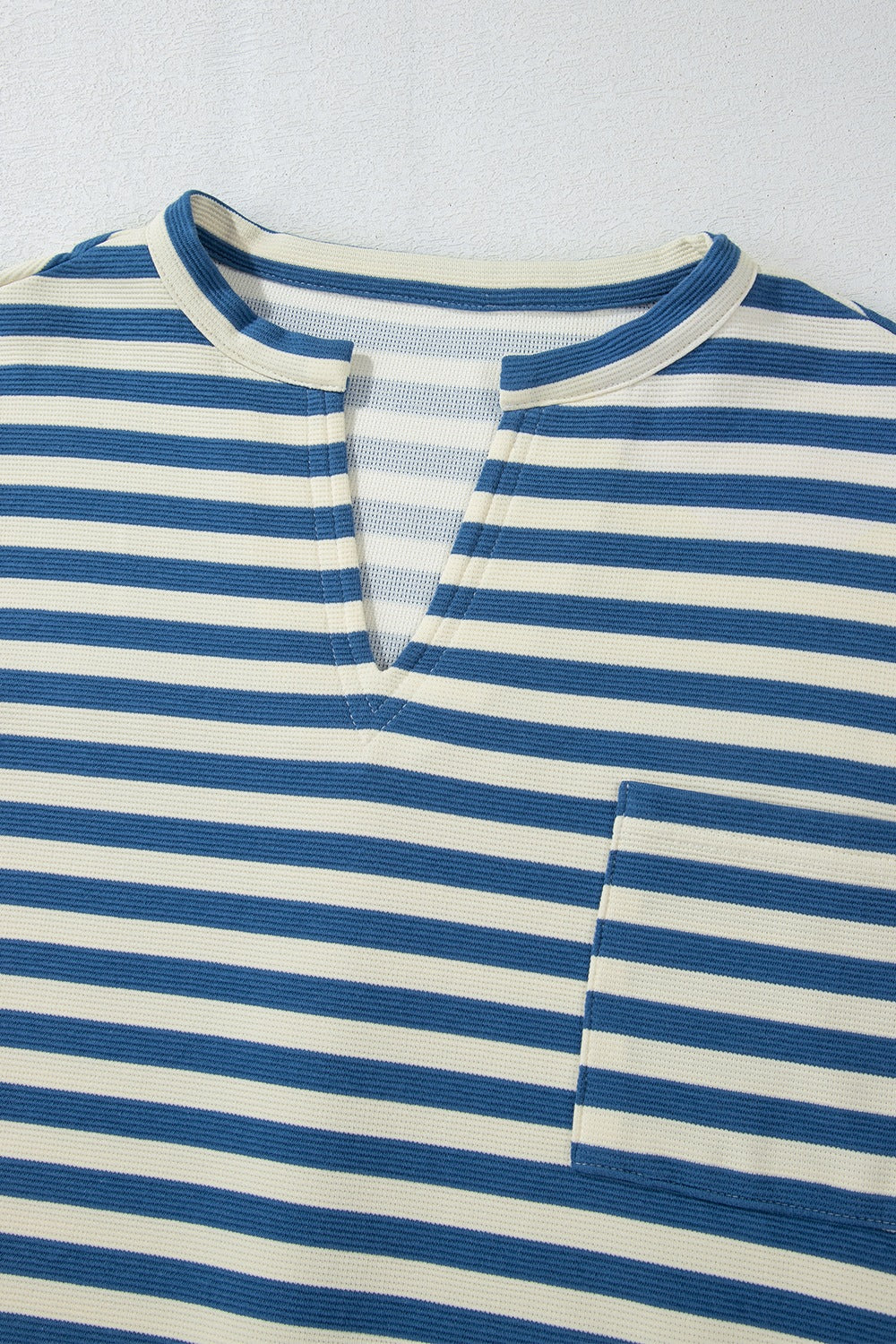 Stripe Chest Pocket Notched Top - Charming Charlie