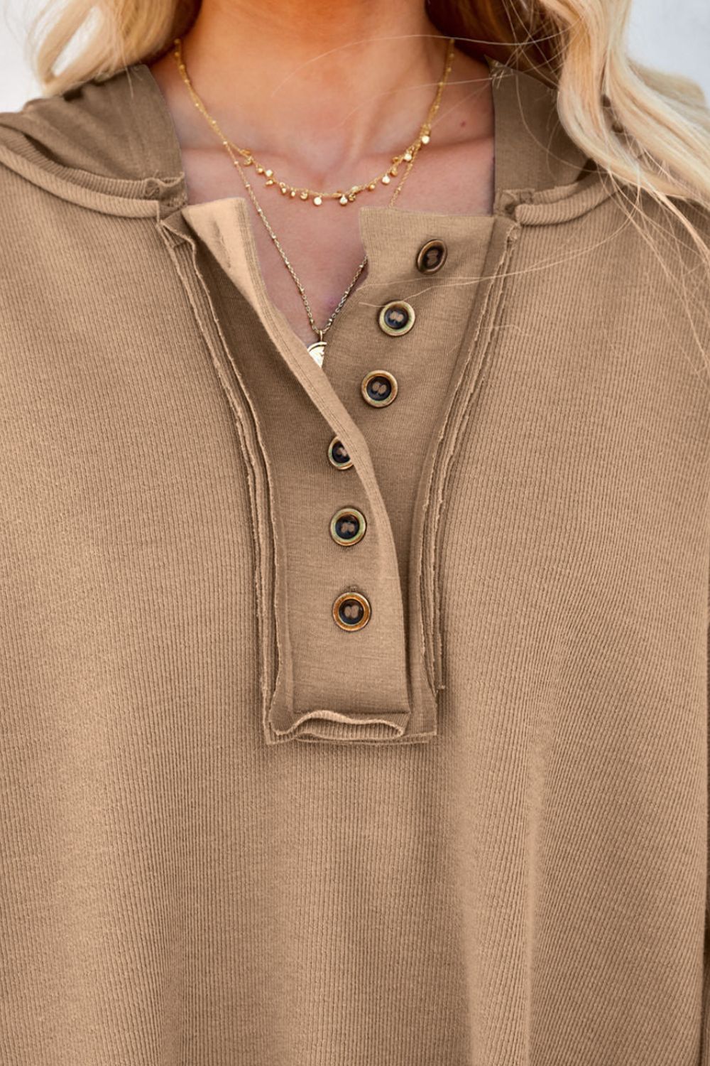 Exposed Seam Long Sleeve Hoodie - Charming Charlie