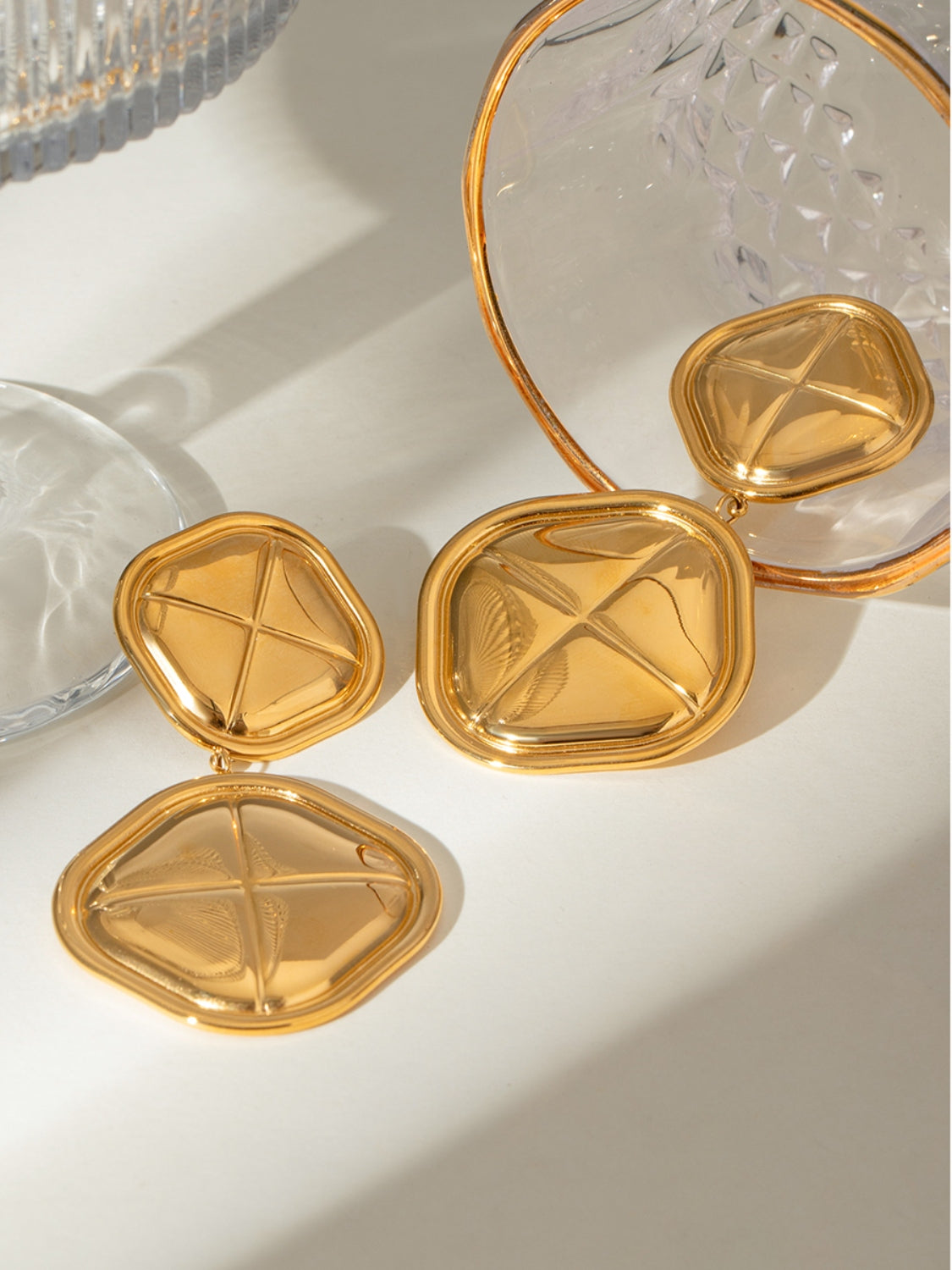 18K Gold-Plated Stainless Steel Square Earrings - Charming Charlie