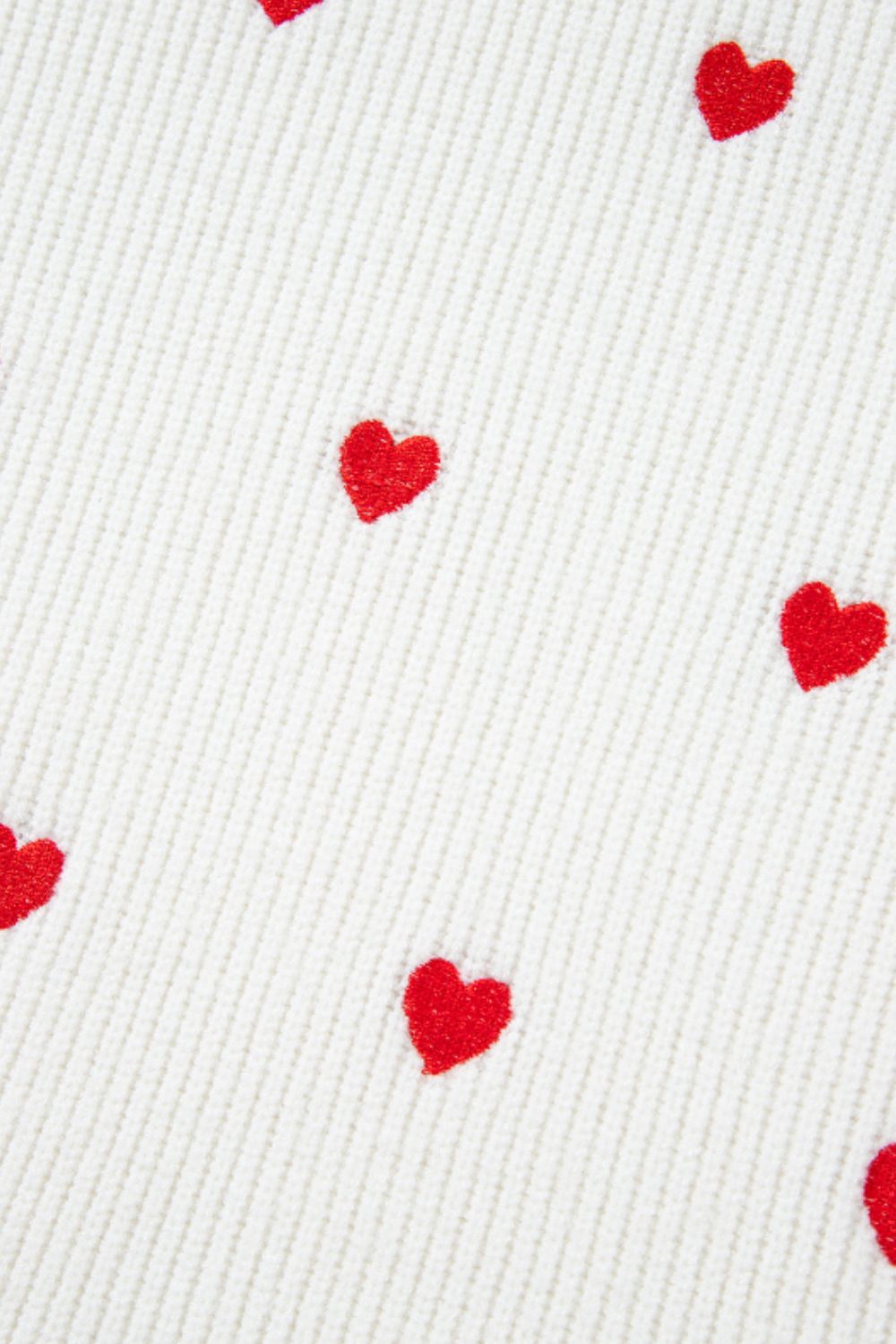 Heart Round Neck Long Sleeve Sweater - Charming Charlie