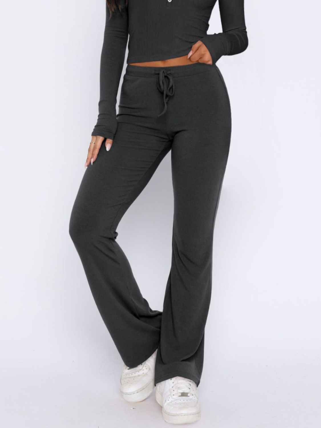 V-Neck Long Sleeve Top and Pants Set - Charming Charlie