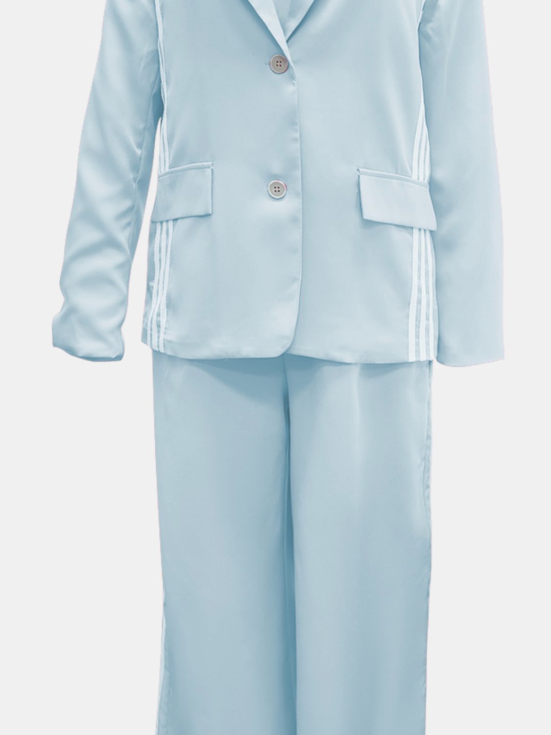Side Striped Long Sleeve Blazer and Pants Set - Charming Charlie