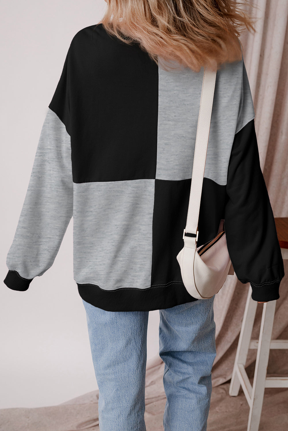Color Block Half Button Long Sleeve Sweatshirt - Charming Charlie